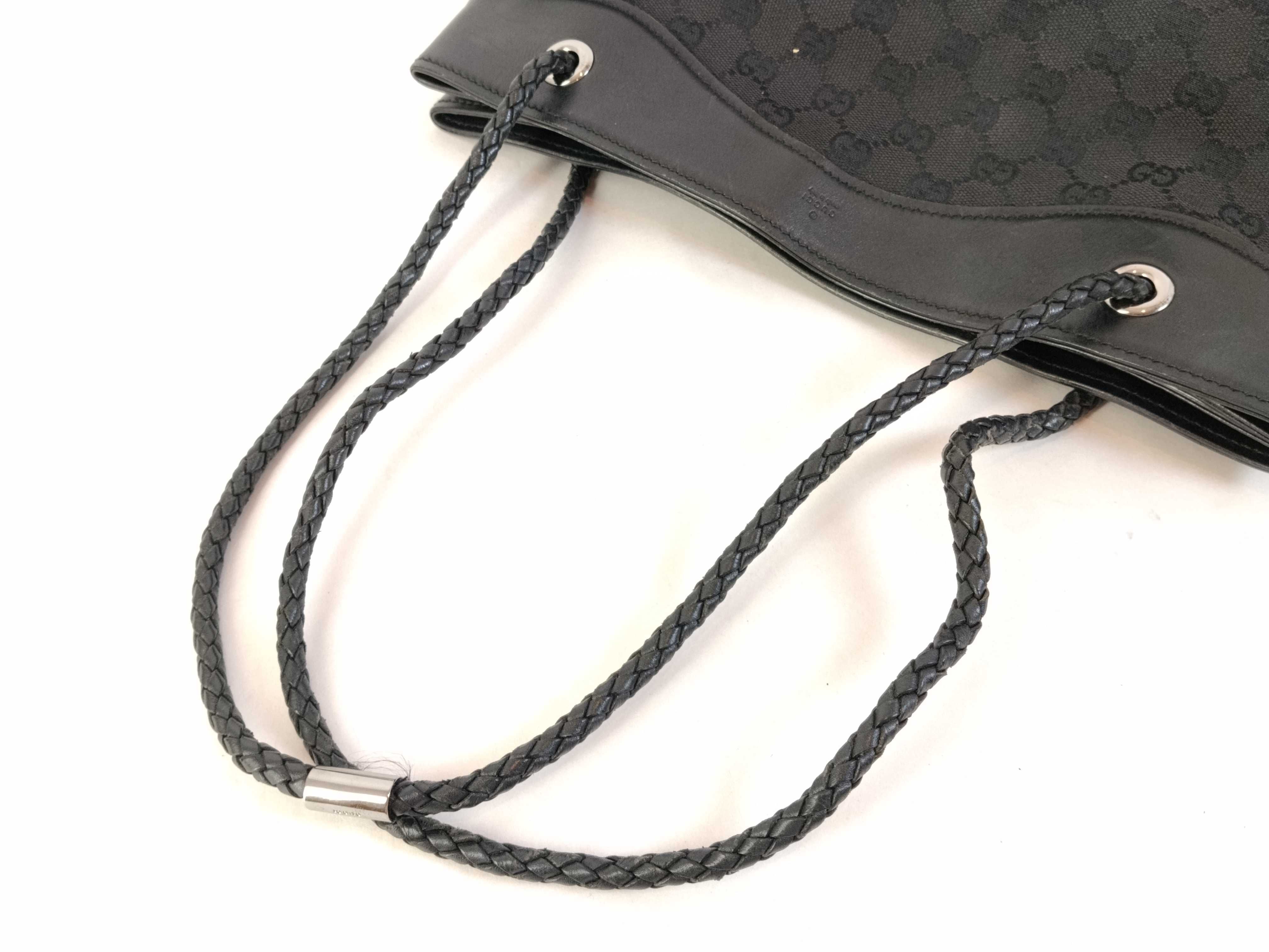 GG Canvas Tote Bag with Rope Handle, Black, 109141 — view 3