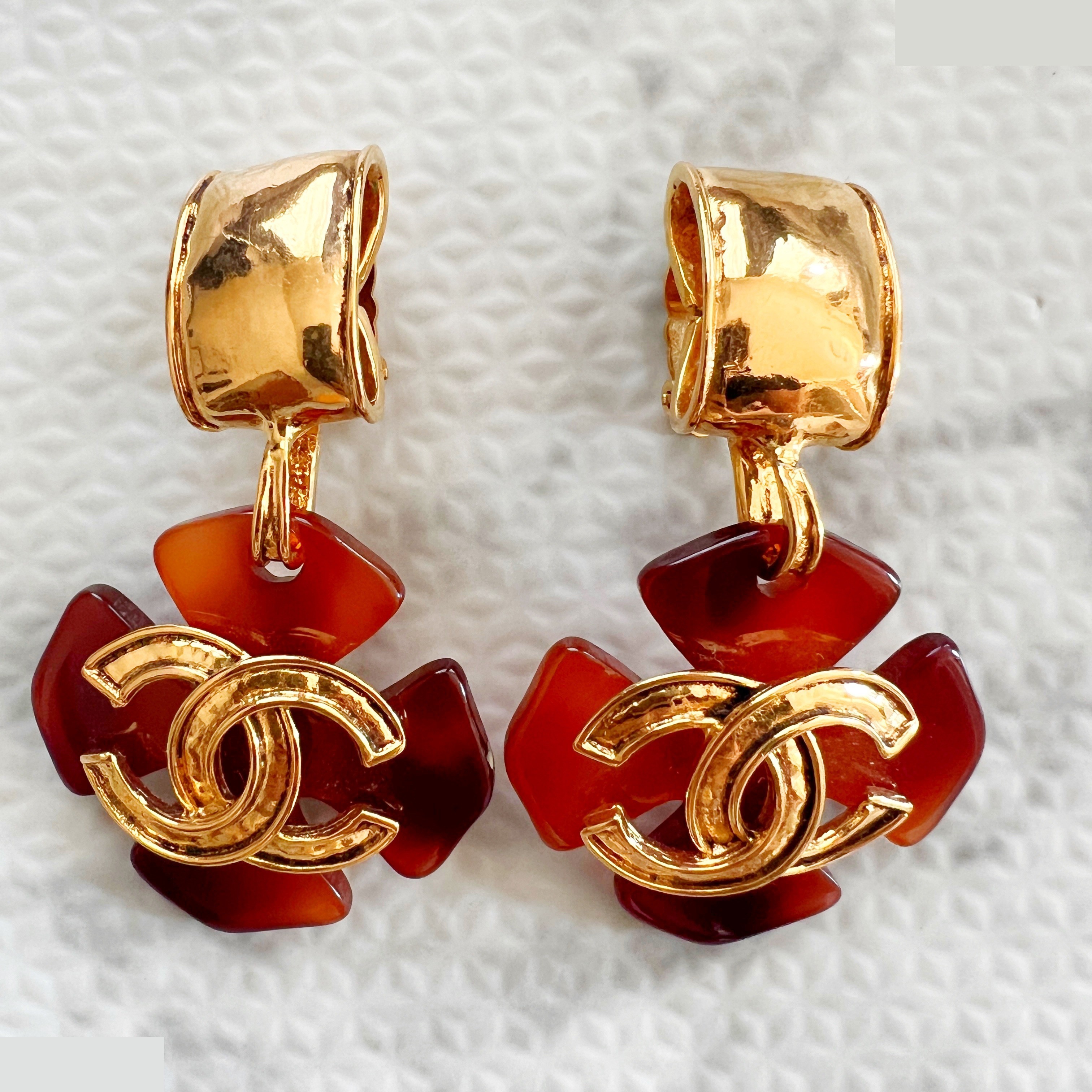 94P Tortoiseshell Swing Cross Coco Mark Earrings — view 2