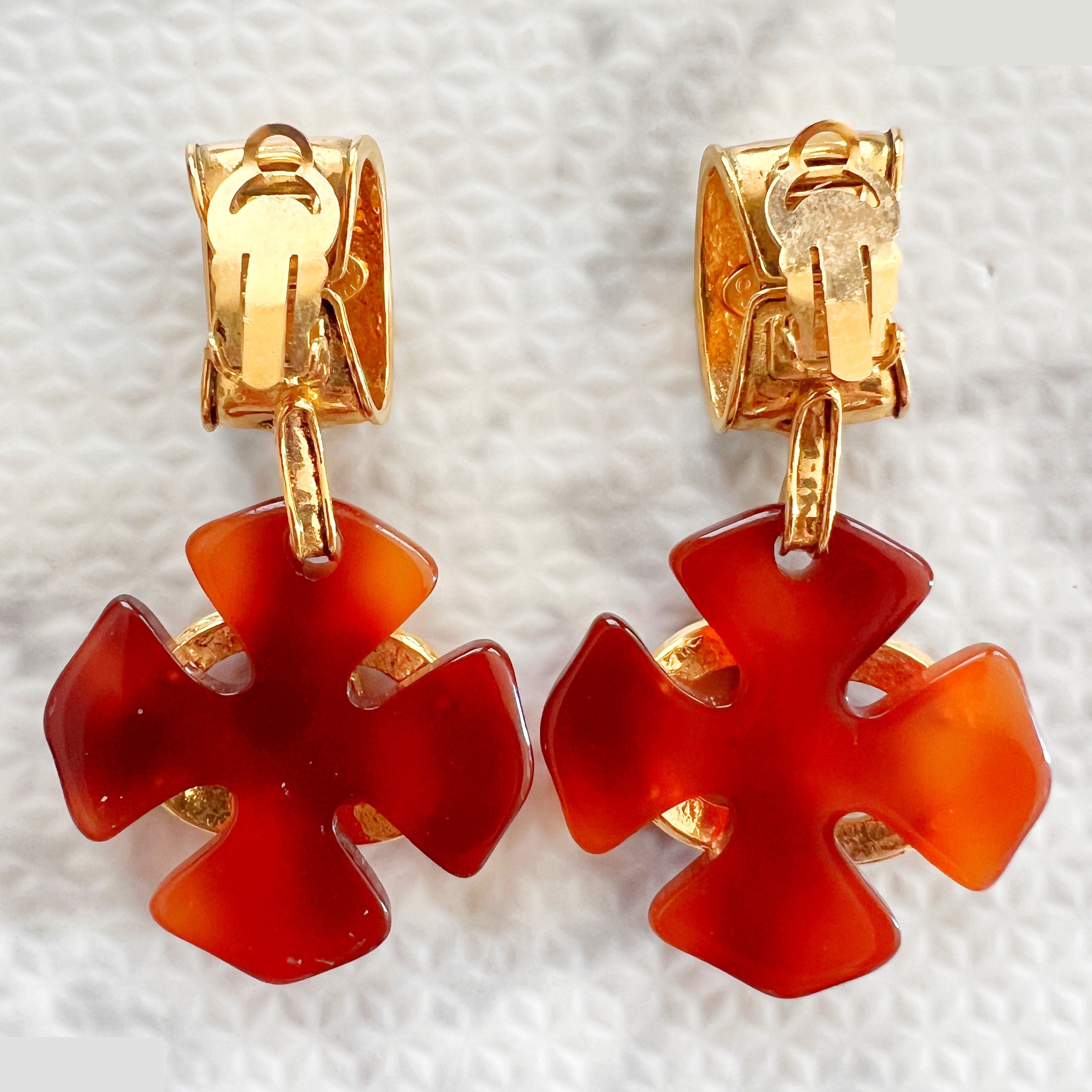 94P Tortoiseshell Swing Cross Coco Mark Earrings — view 5