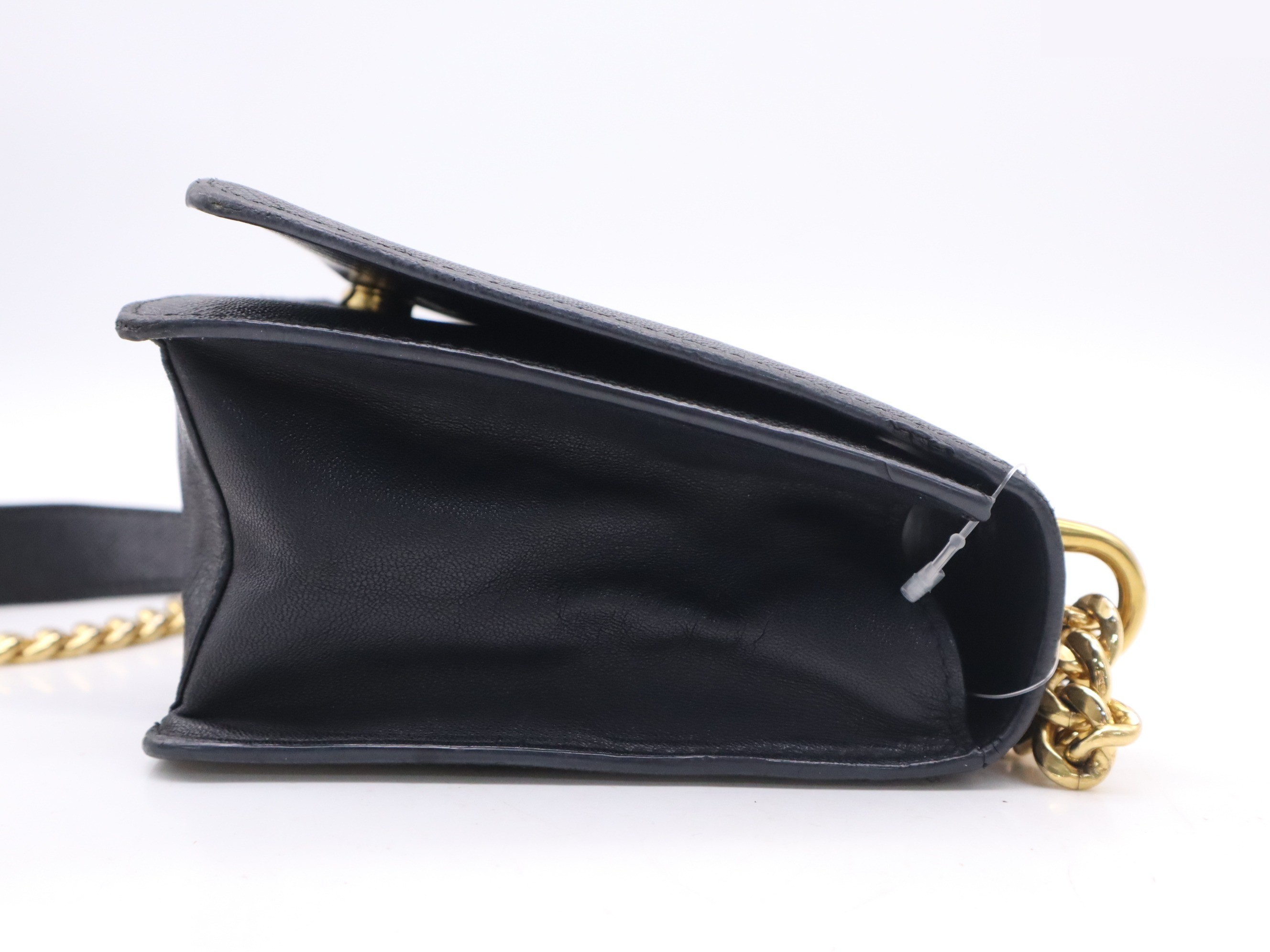Saffiano leather chain shoulder bag, black, gold hardware. — view 5