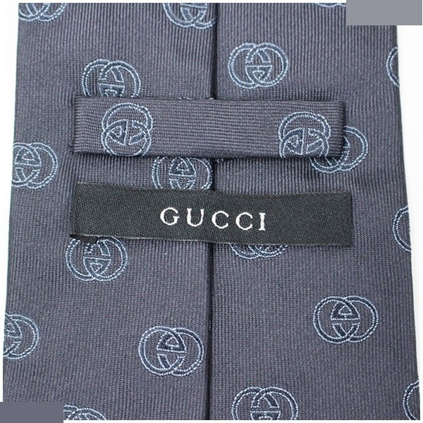 silk tie, logo pattern, navy — view 3