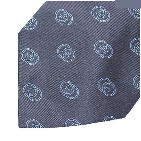 silk tie, logo pattern, navy — view 4
