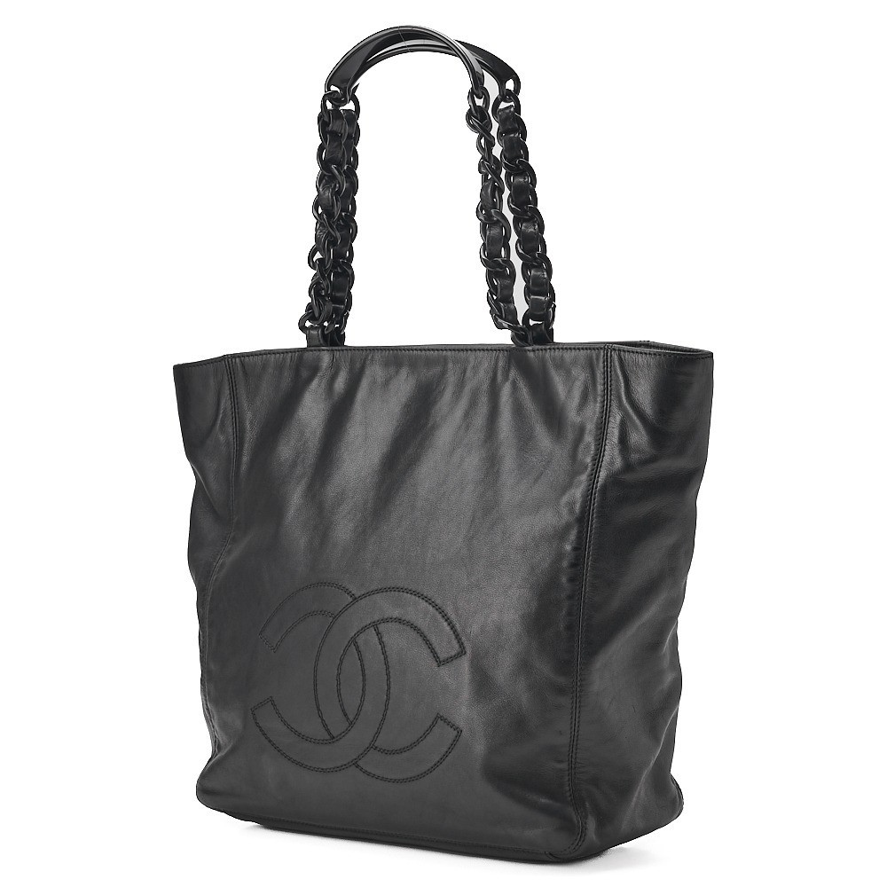 Lambskin, Coco Mark, Tortoiseshell, Shoulder Bag, Black — view 3