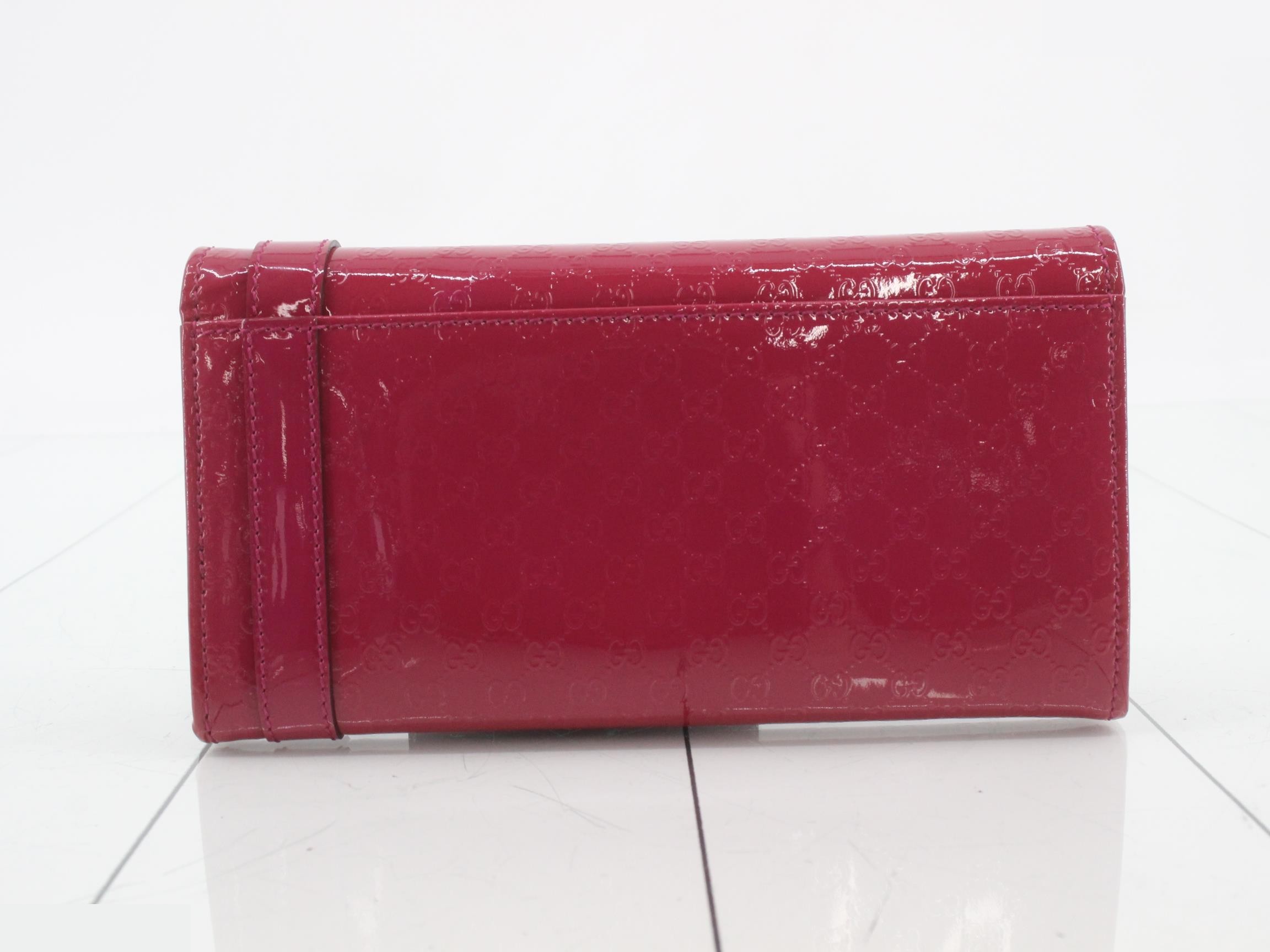 309760 Guccissima Bi-fold Long Wallet, Patent Leather, Pink — view 2