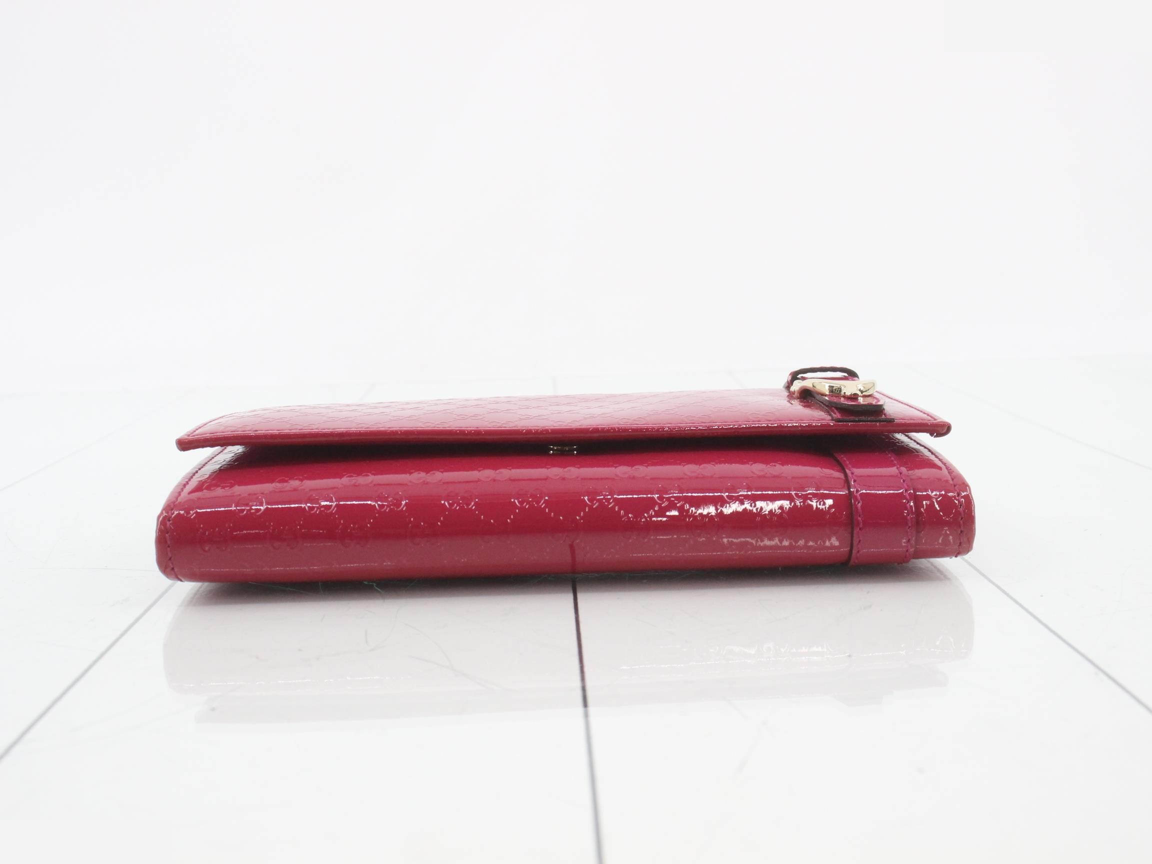 309760 Guccissima Bi-fold Long Wallet, Patent Leather, Pink — view 3