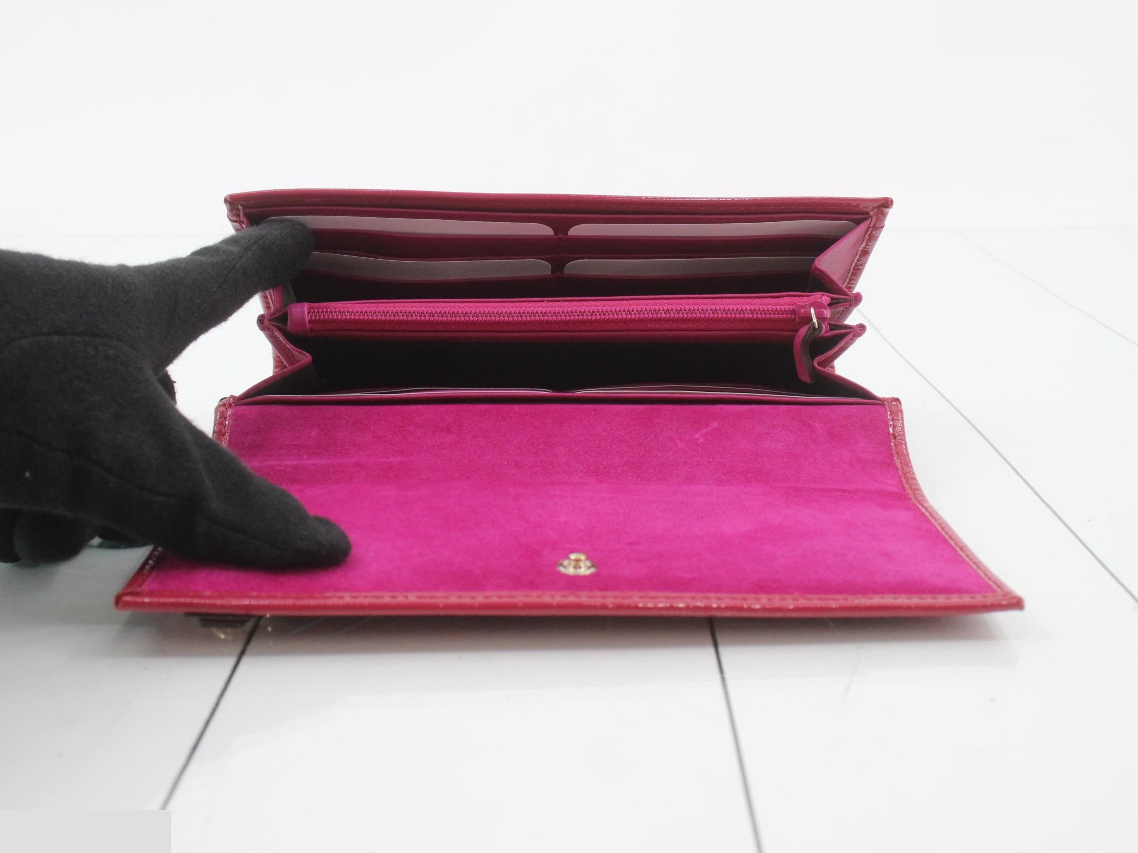 309760 Guccissima Bi-fold Long Wallet, Patent Leather, Pink — view 4
