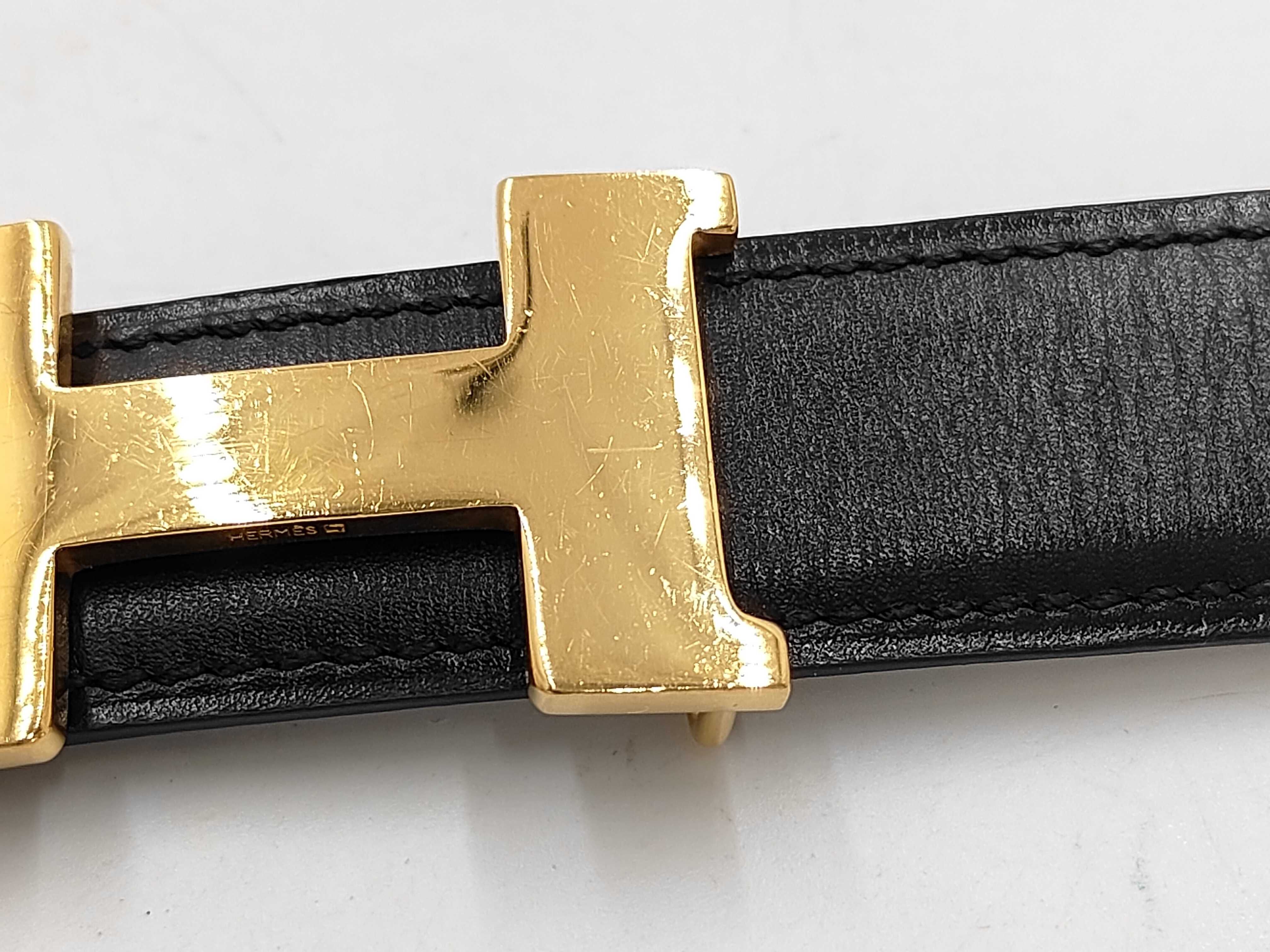 Constance H-buckle Gold hardware Black H-logo belt — view 9
