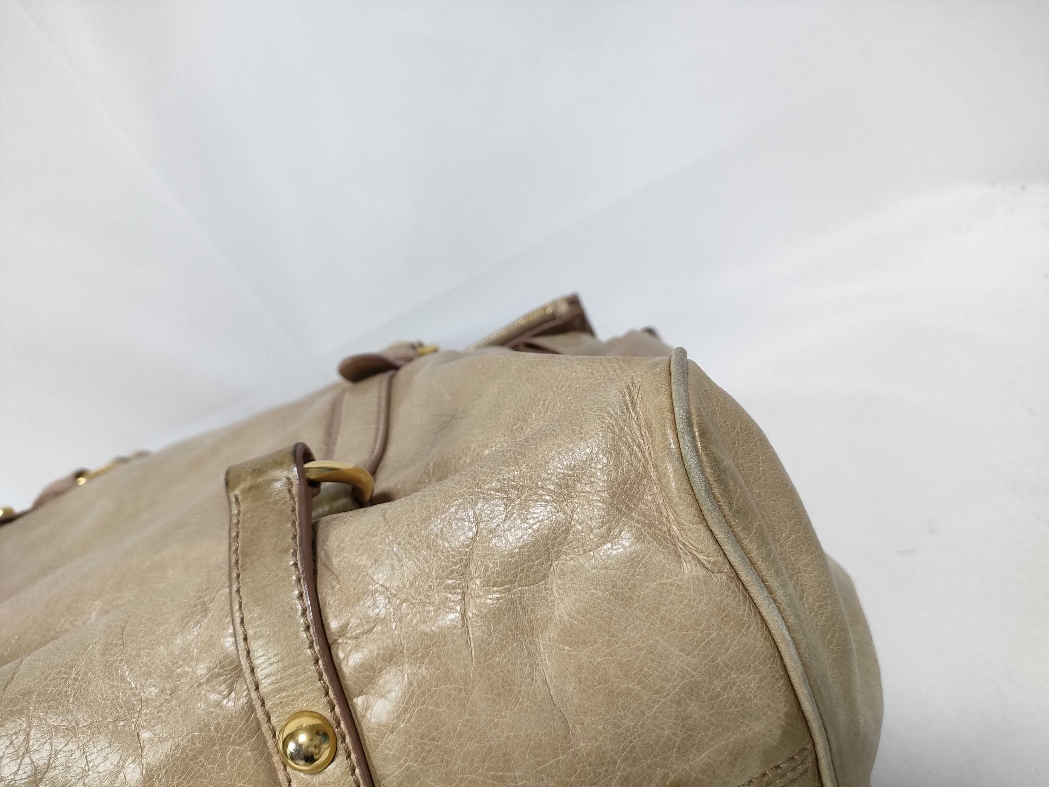 handbag, Vitello Lux leather, beige, with side ribbon. — view 4