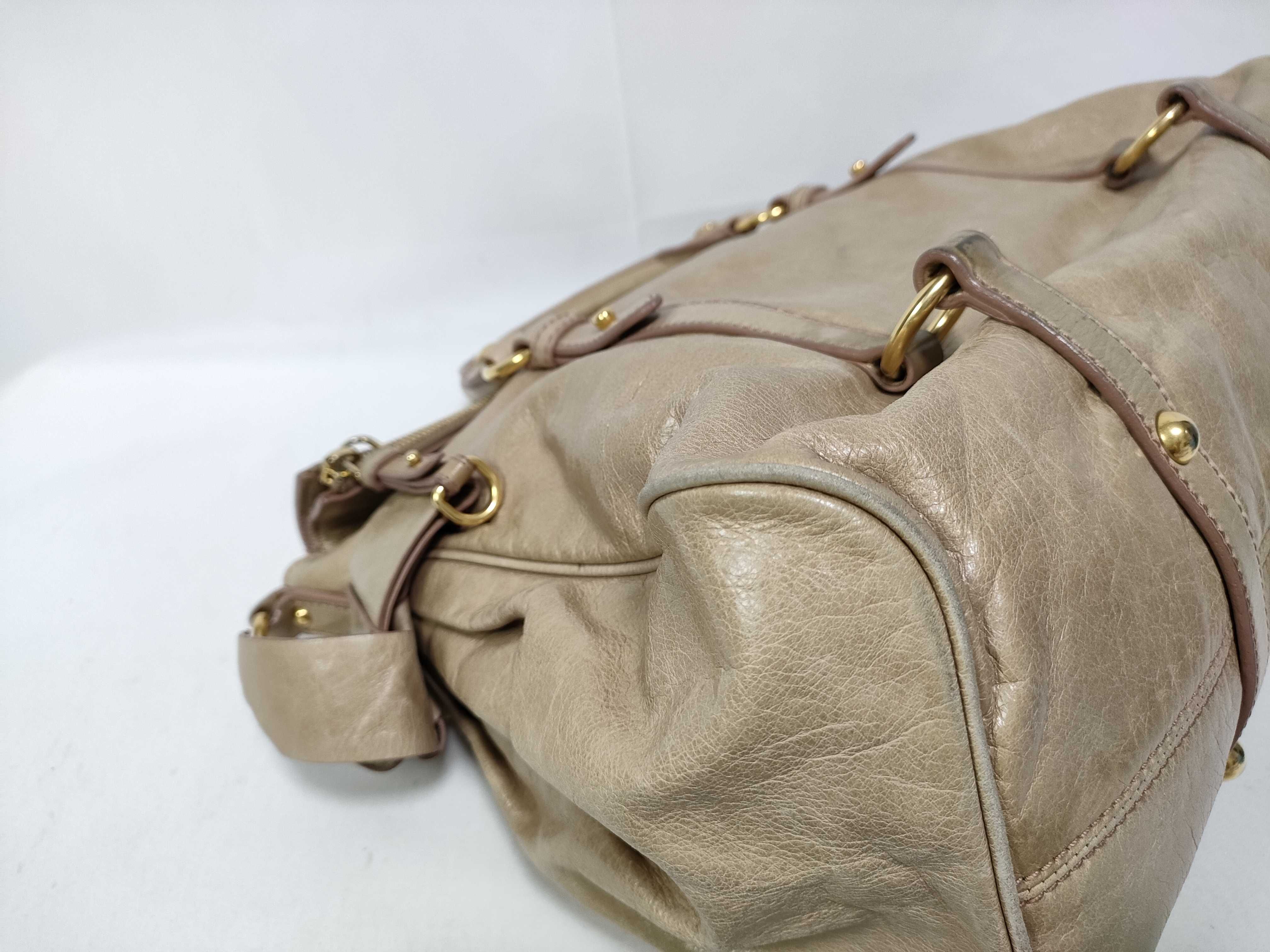 handbag, Vitello Lux leather, beige, with side ribbon. — view 5