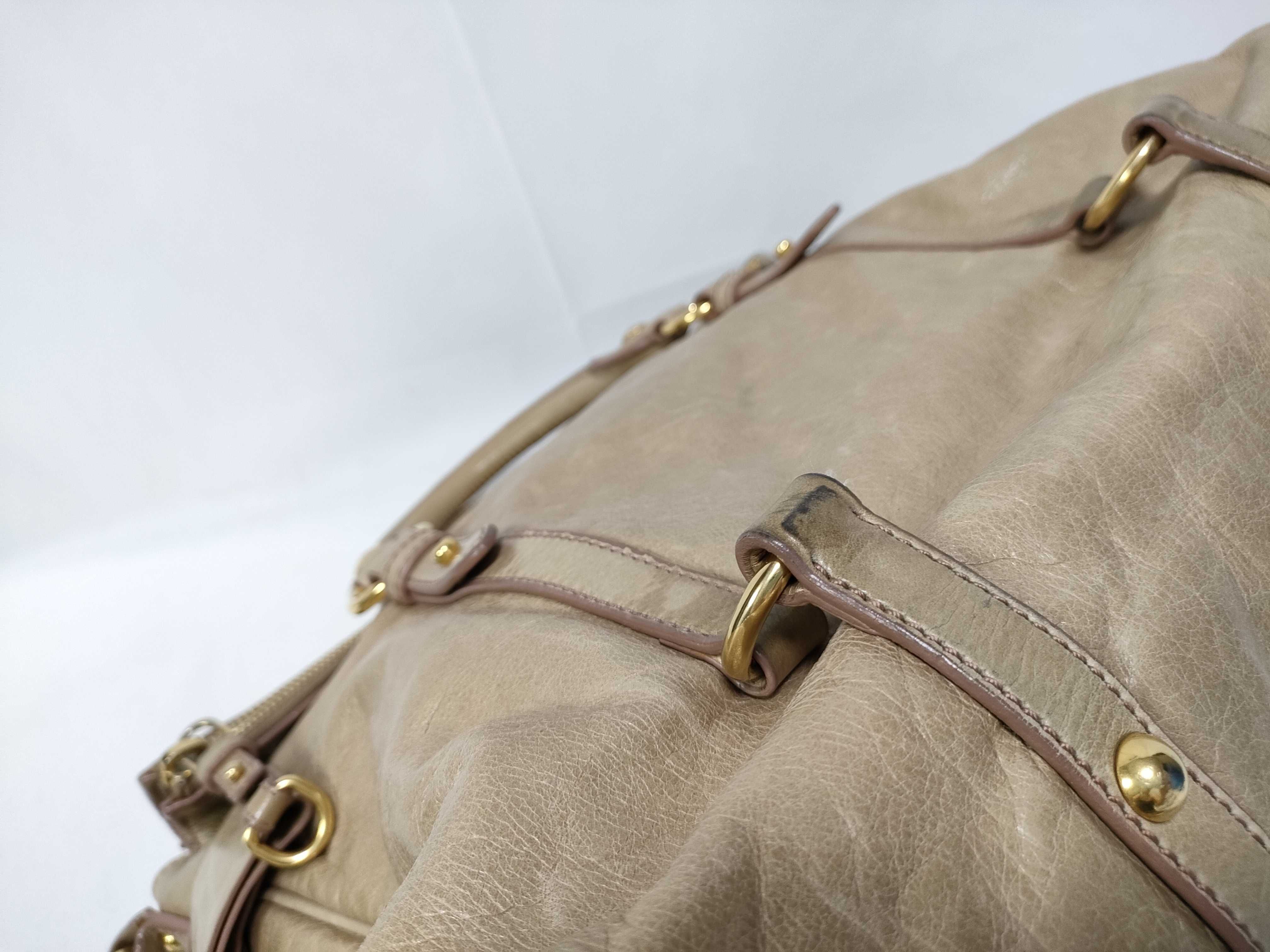 handbag, Vitello Lux leather, beige, with side ribbon. — view 6