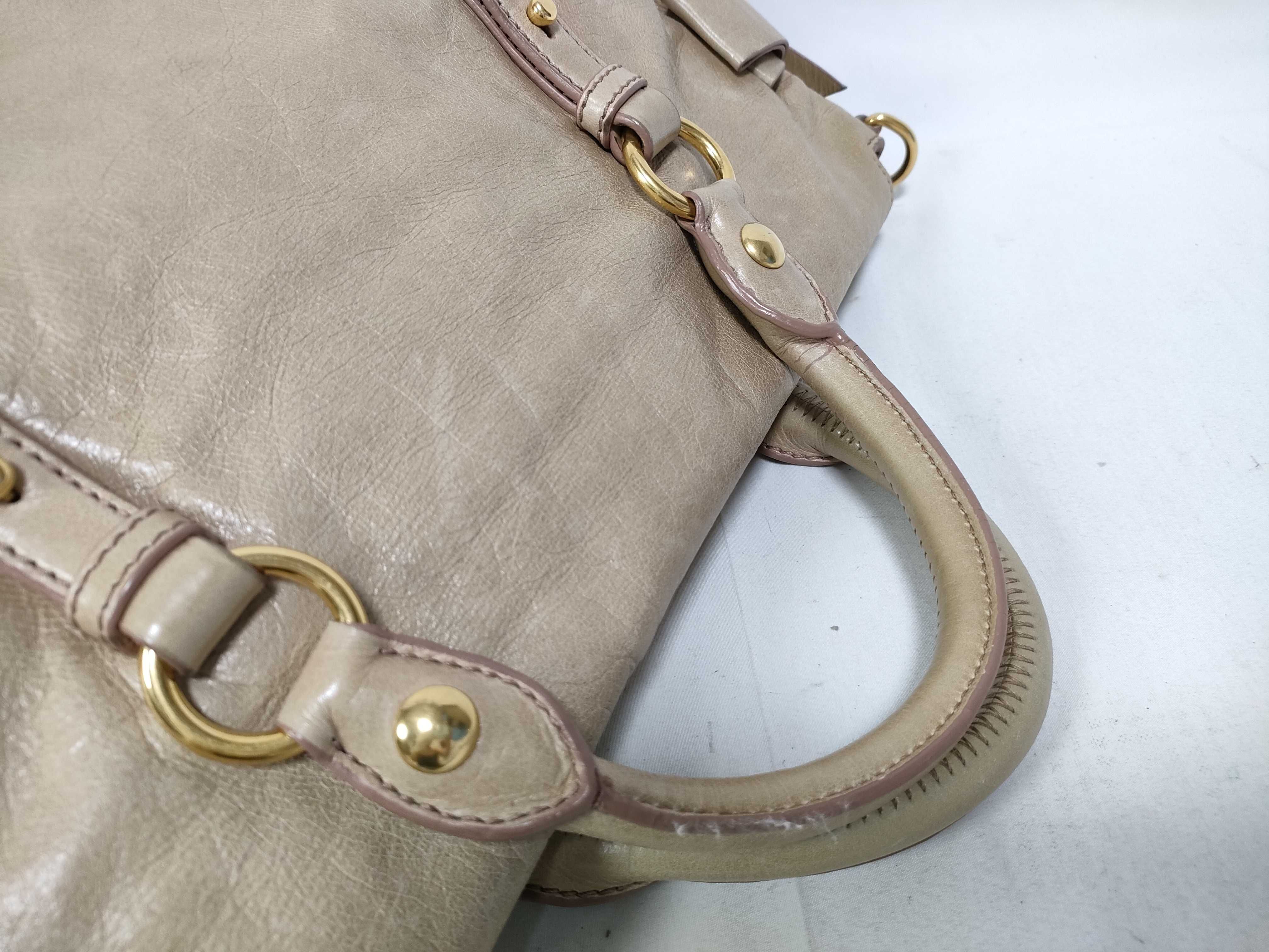 handbag, Vitello Lux leather, beige, with side ribbon. — view 10