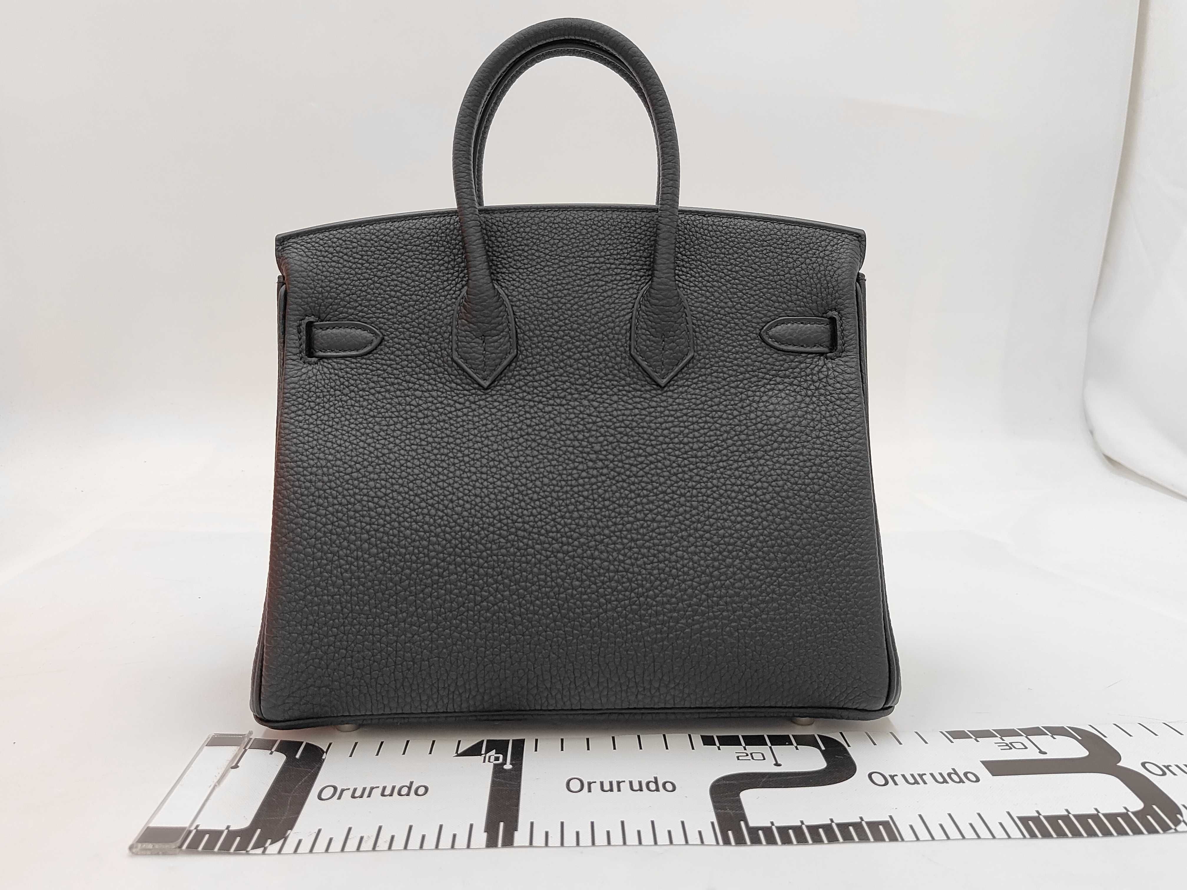 Birkin 25 Togo Black Silver Hardware G Stamp Handbag — view 2