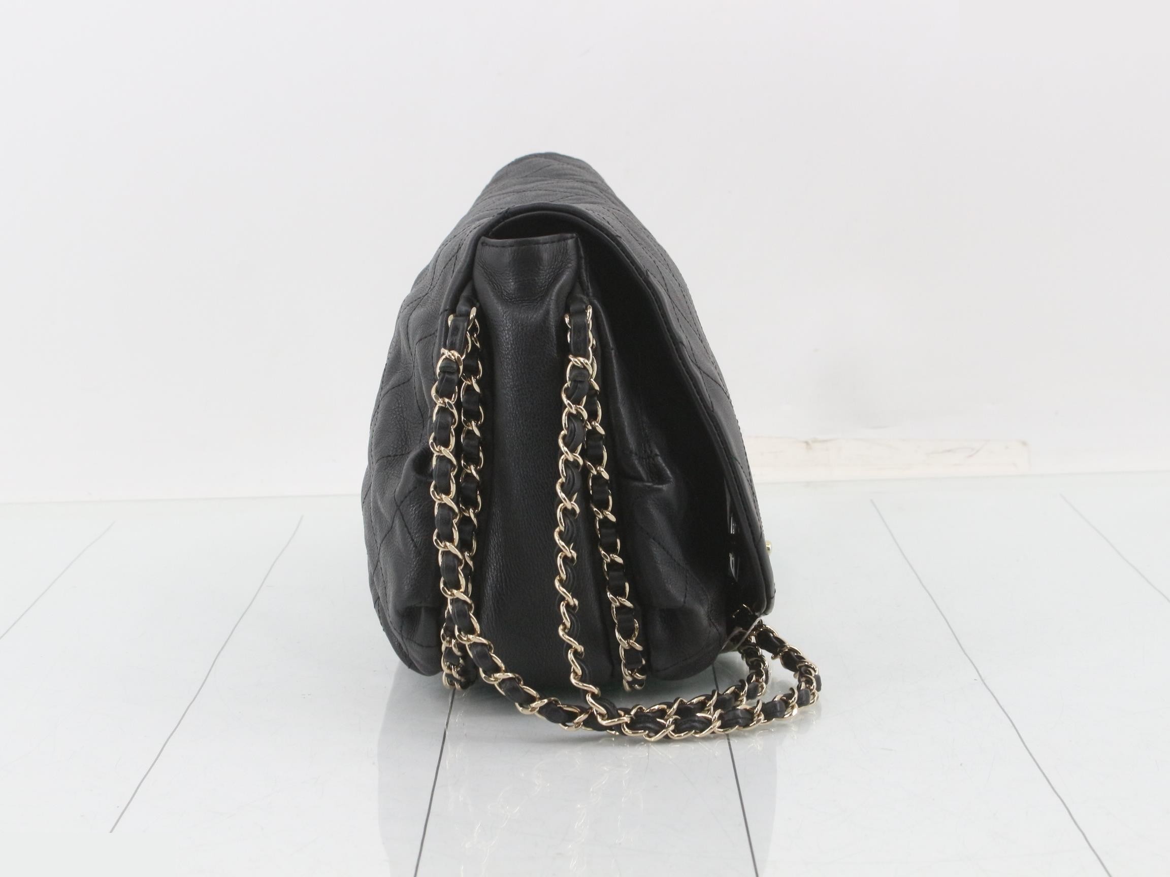 Leather Coco Mark Chain Shoulder Bag, Black — view 4