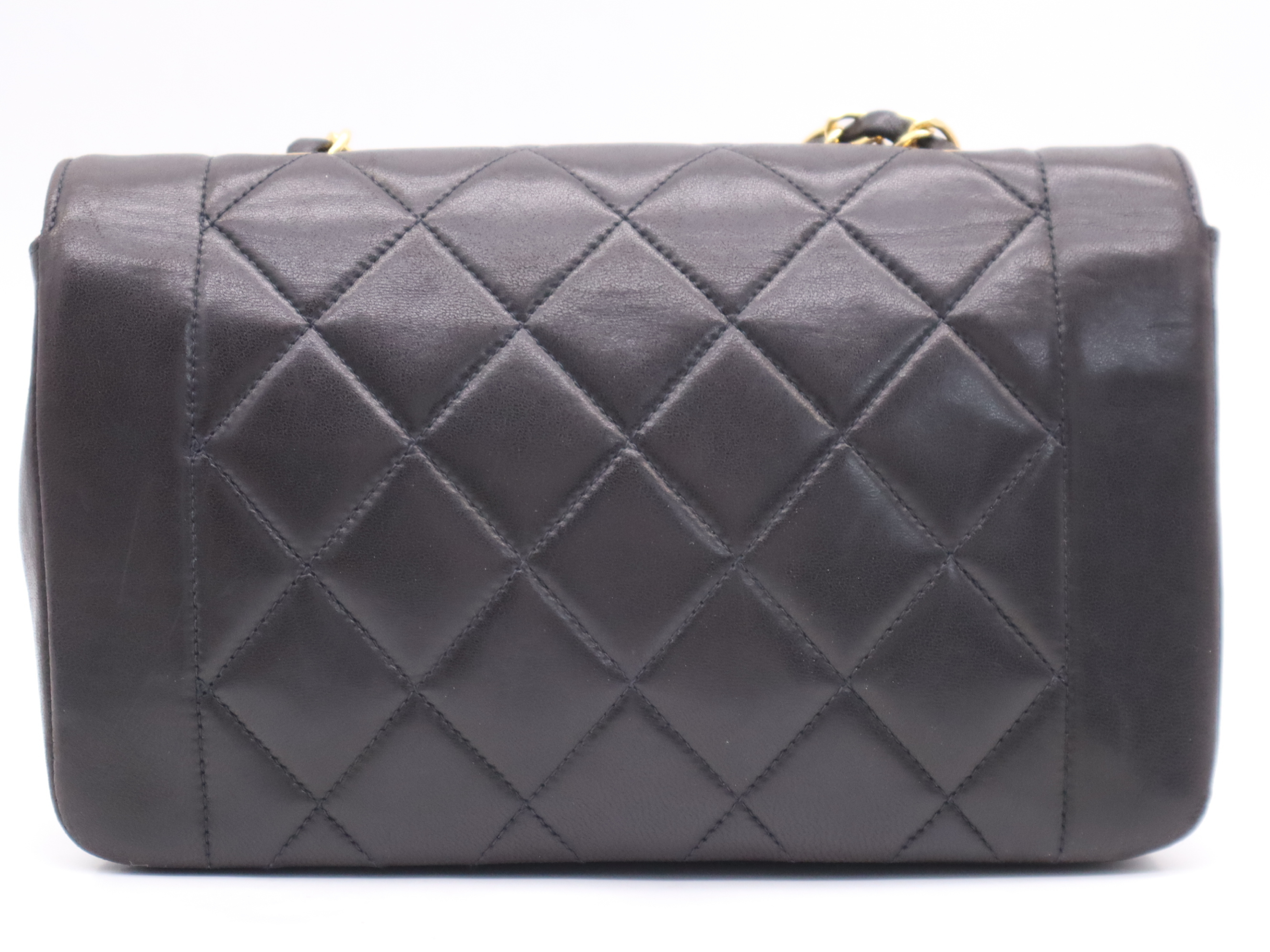 Lambskin Matelassé Diana Chain Shoulder Bag, Black with Gold Hardware, Includes Seal and Dust Bag, 3965059 Shoulder Bag — view 2