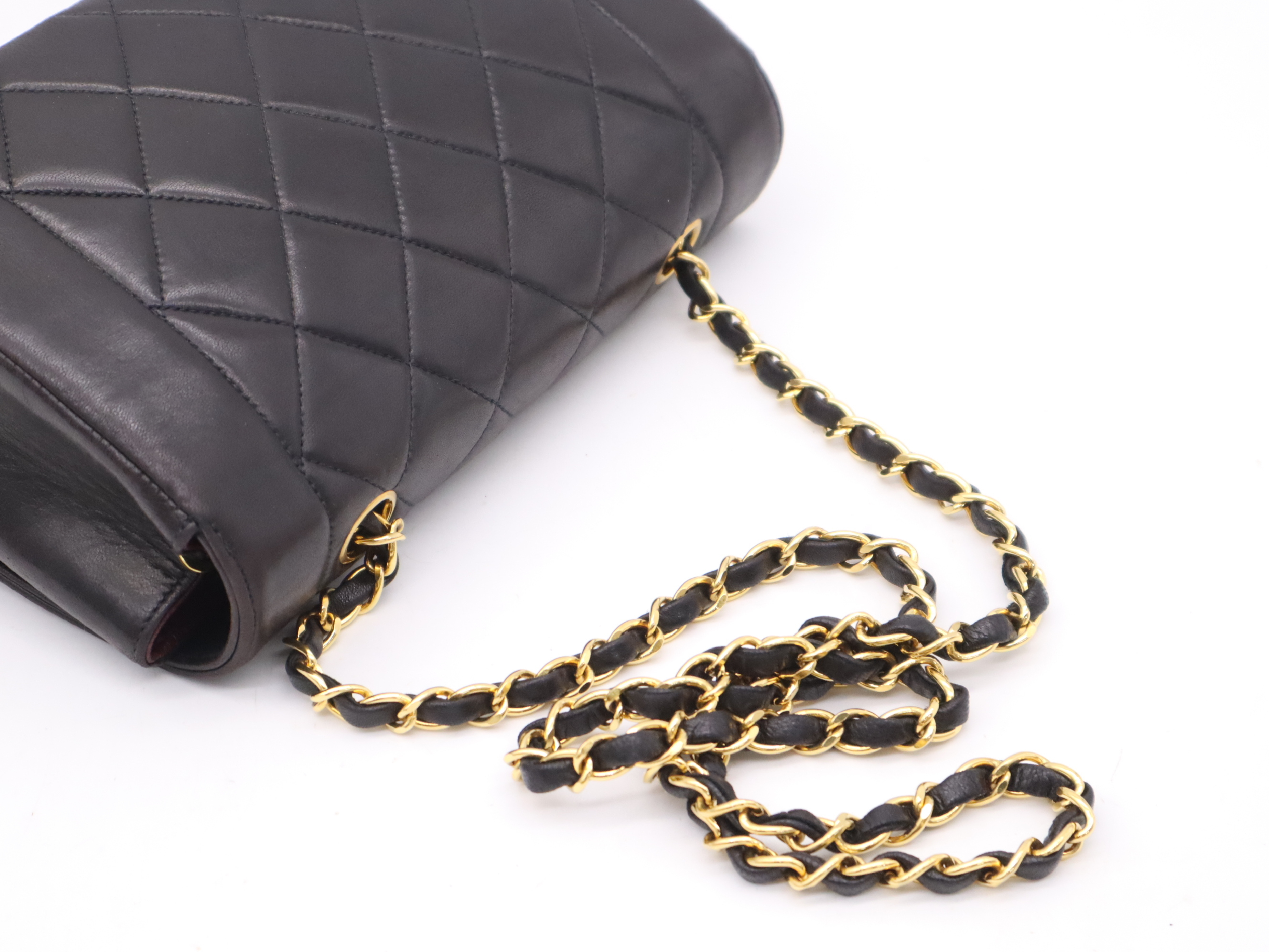 Lambskin Matelassé Diana Chain Shoulder Bag, Black with Gold Hardware, Includes Seal and Dust Bag, 3965059 Shoulder Bag — view 6