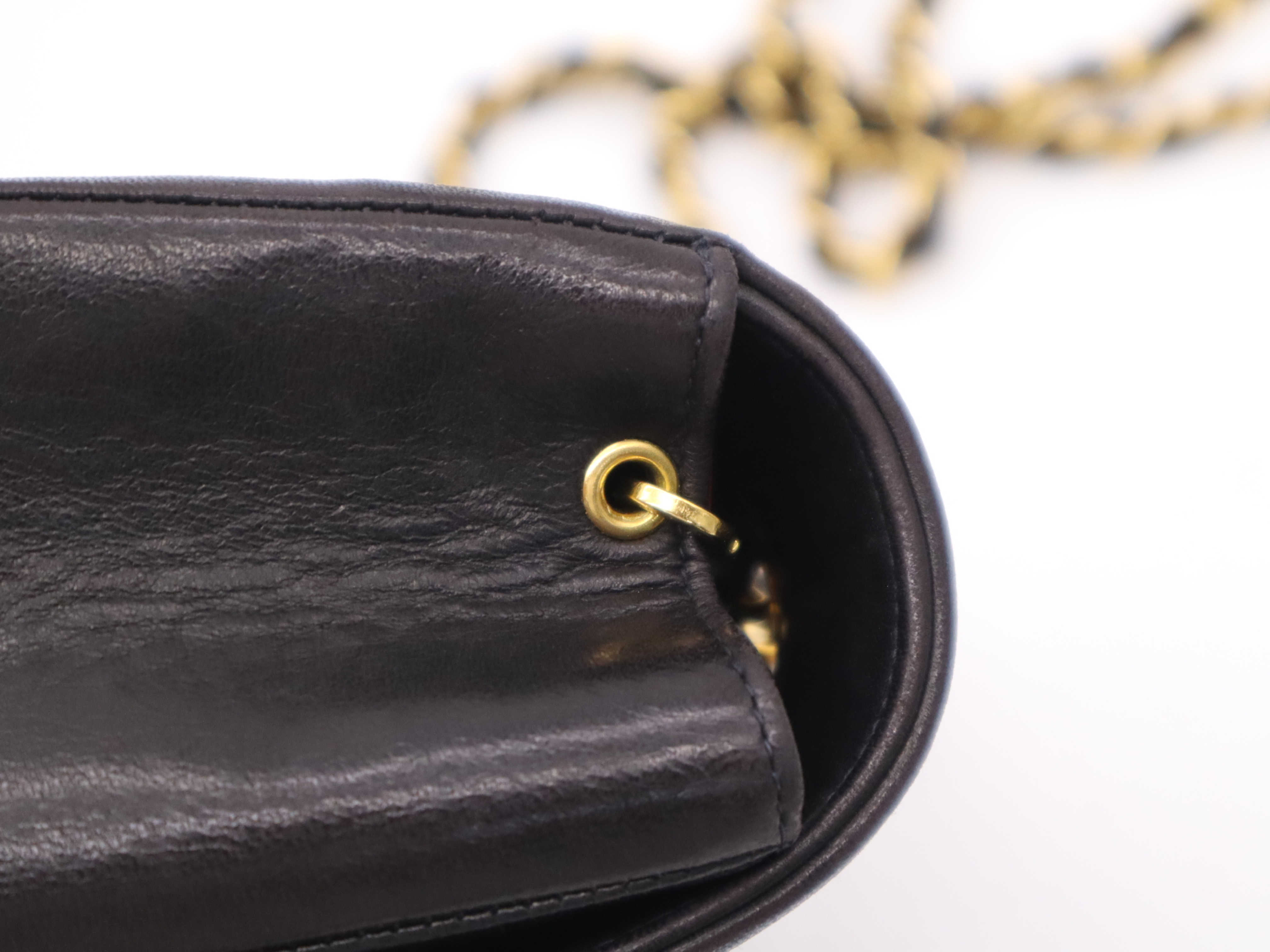 Lambskin Matelassé Diana Chain Shoulder Bag, Black with Gold Hardware, Includes Seal and Dust Bag, 3965059 Shoulder Bag — view 7