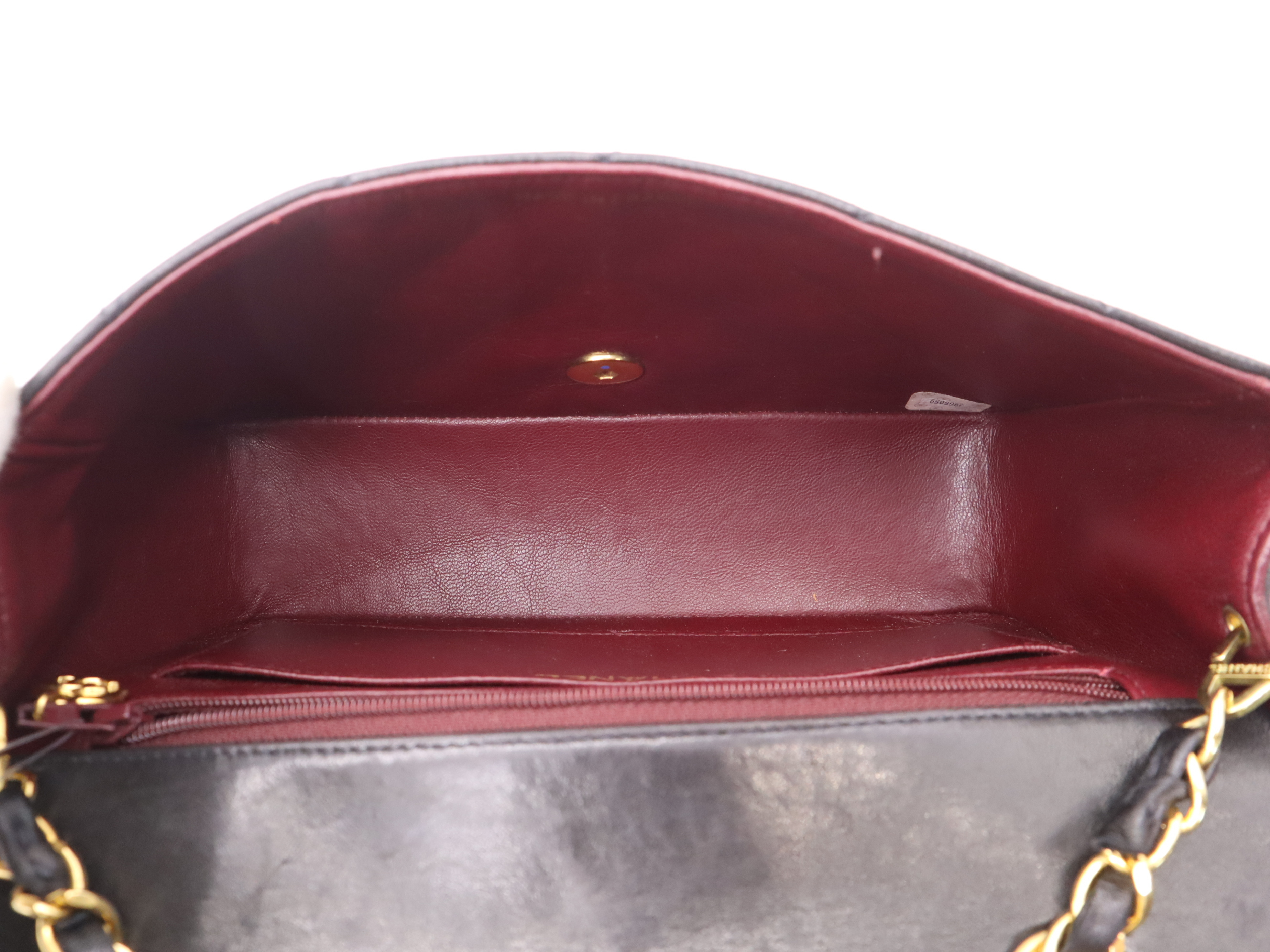 Lambskin Matelassé Diana Chain Shoulder Bag, Black with Gold Hardware, Includes Seal and Dust Bag, 3965059 Shoulder Bag — view 10