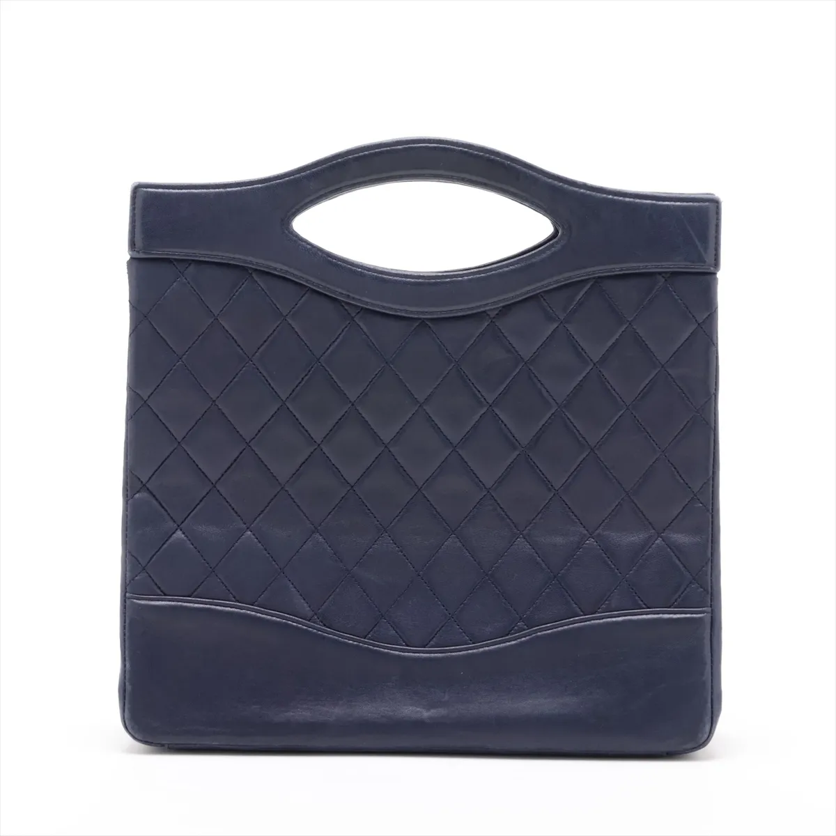 Matelassé Lambskin 2-Way Handbag, Navy, Gold Hardware — view 2