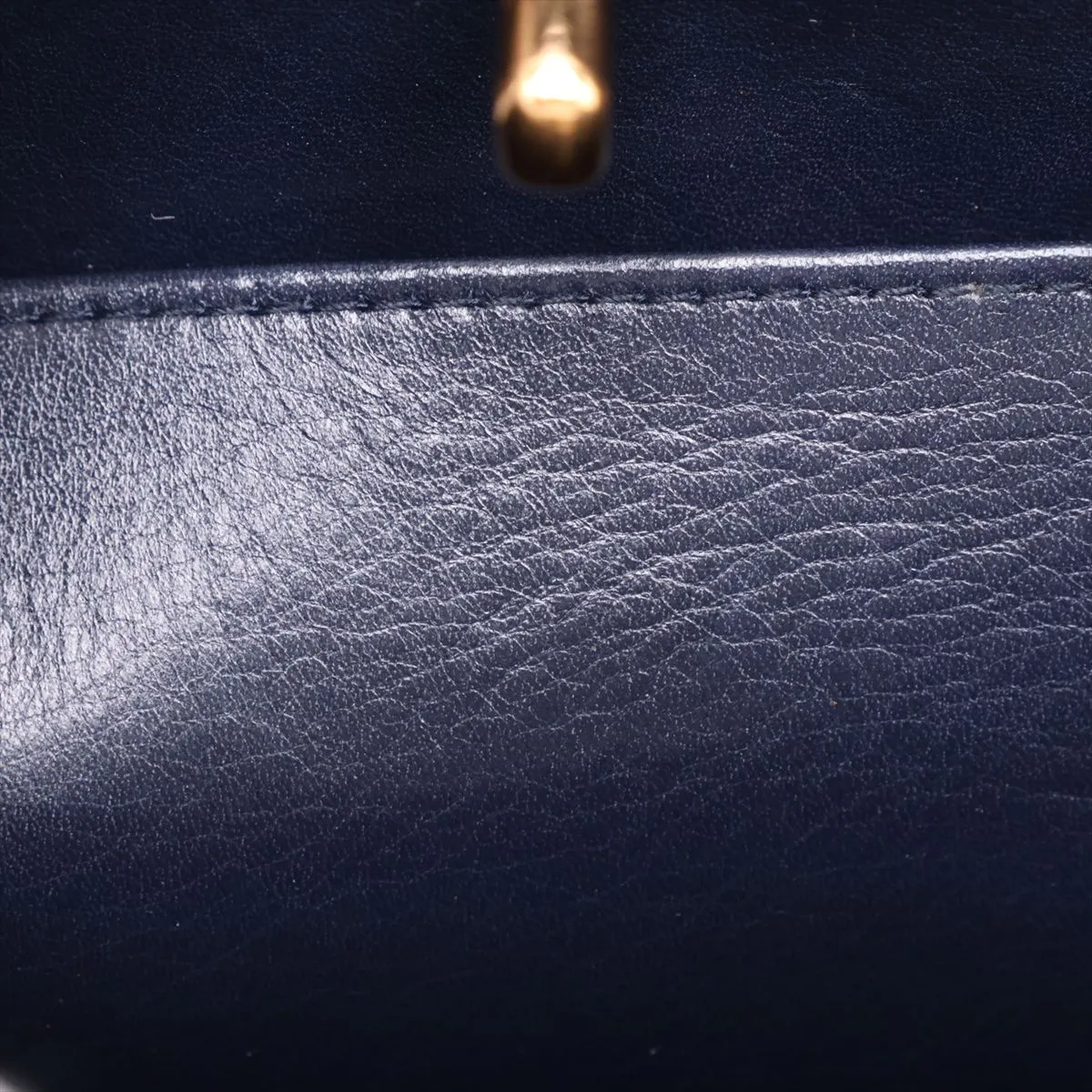 Matelassé Lambskin 2-Way Handbag, Navy, Gold Hardware — view 11