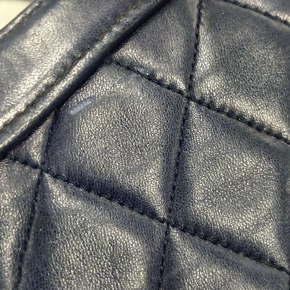 Matelassé Lambskin 2-Way Handbag, Navy, Gold Hardware — view 13