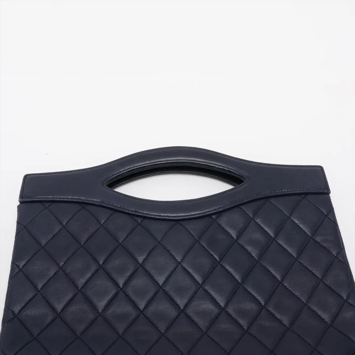Matelassé Lambskin 2-Way Handbag, Navy, Gold Hardware — view 6