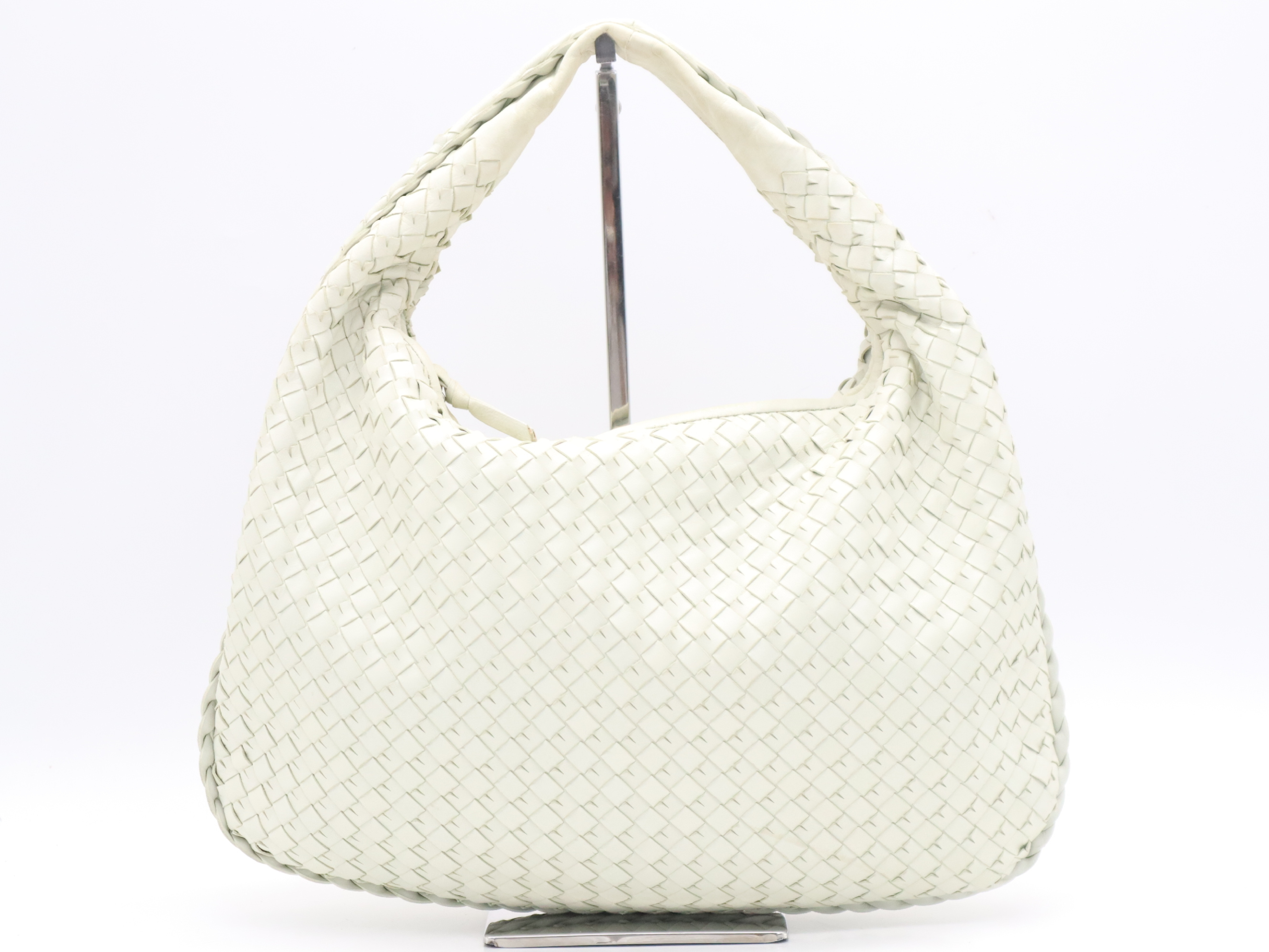 Lambskin Hobo Tote Bag, White, Silver Hardware