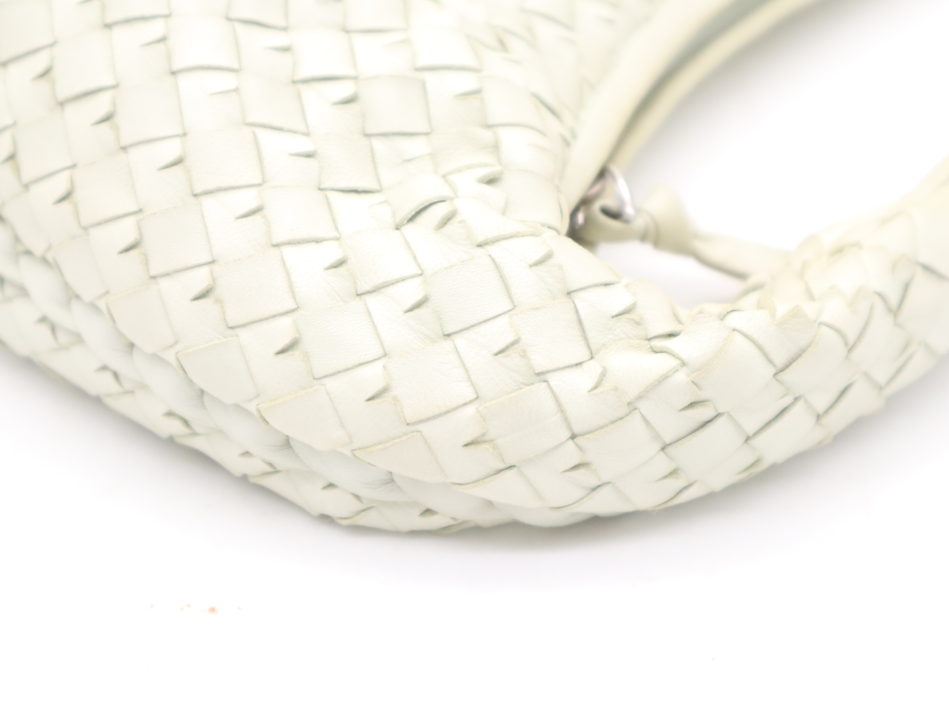 Lambskin Hobo Tote Bag, White, Silver Hardware — view 7