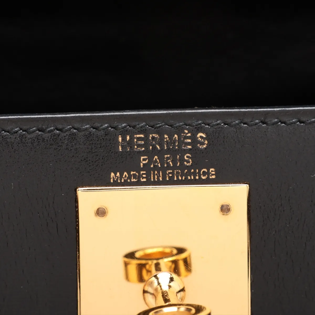 [Individually packaged] Hermes Kelly 28 Sellier Box Calf Black Gold Hardware U: 1991 — view 12