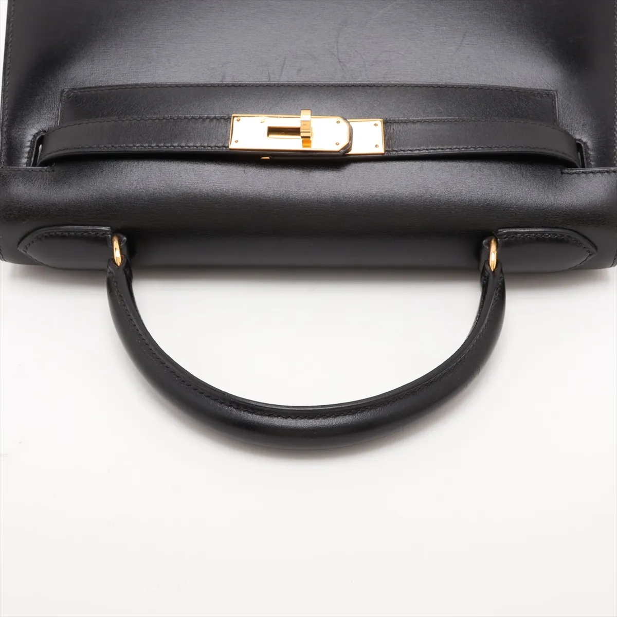 [Individually packaged] Hermes Kelly 28 Sellier Box Calf Black Gold Hardware U: 1991 — view 5