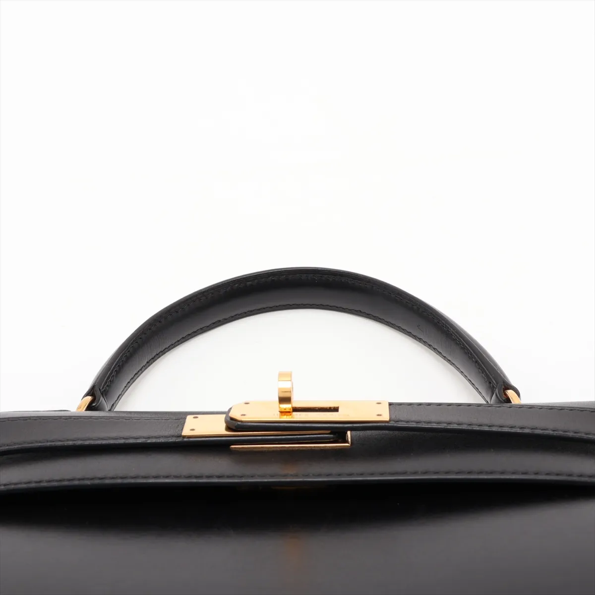 [Individually packaged] Hermes Kelly 28 Sellier Box Calf Black Gold Hardware U: 1991 — view 6