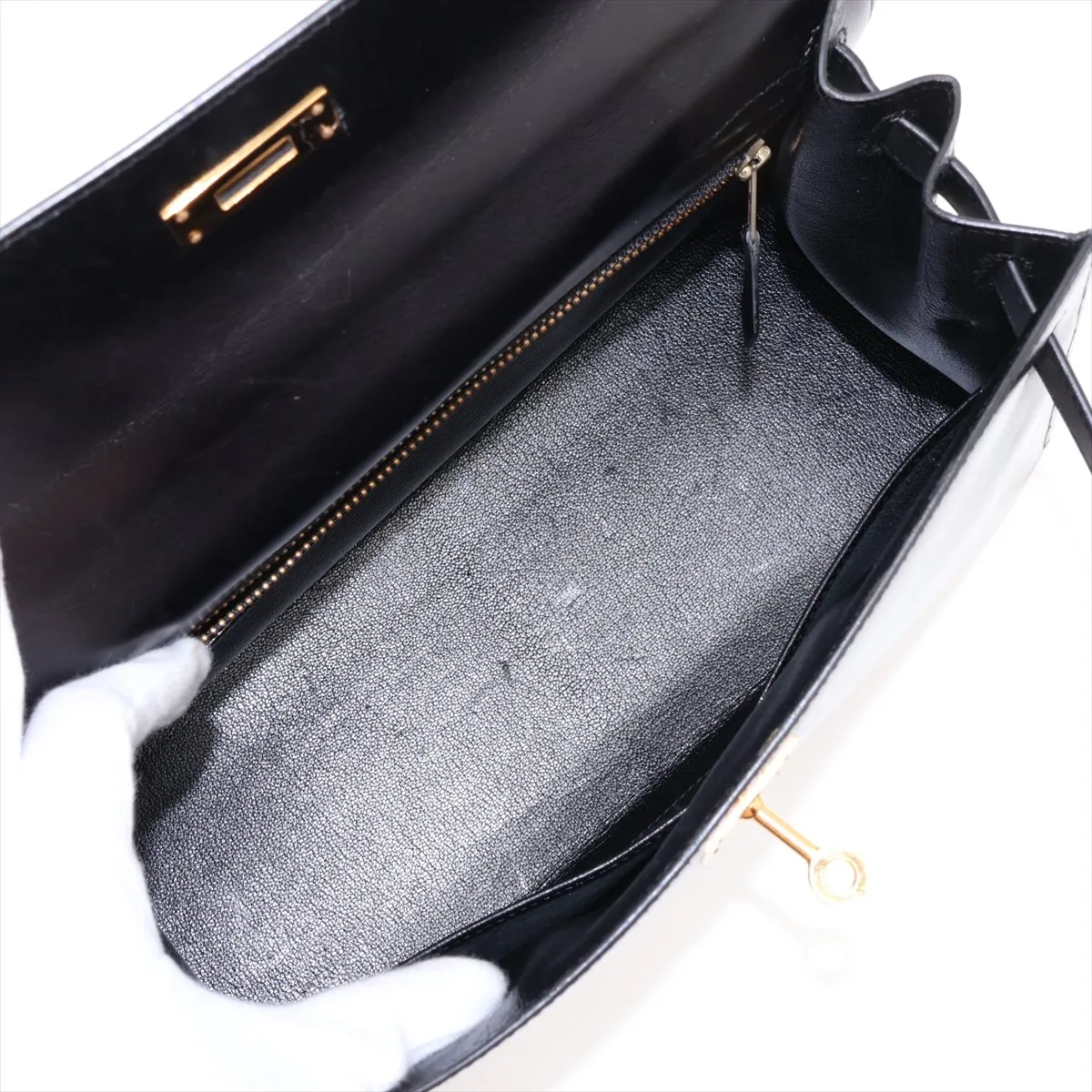 [Individually packaged] Hermes Kelly 28 Sellier Box Calf Black Gold Hardware U: 1991 — view 8