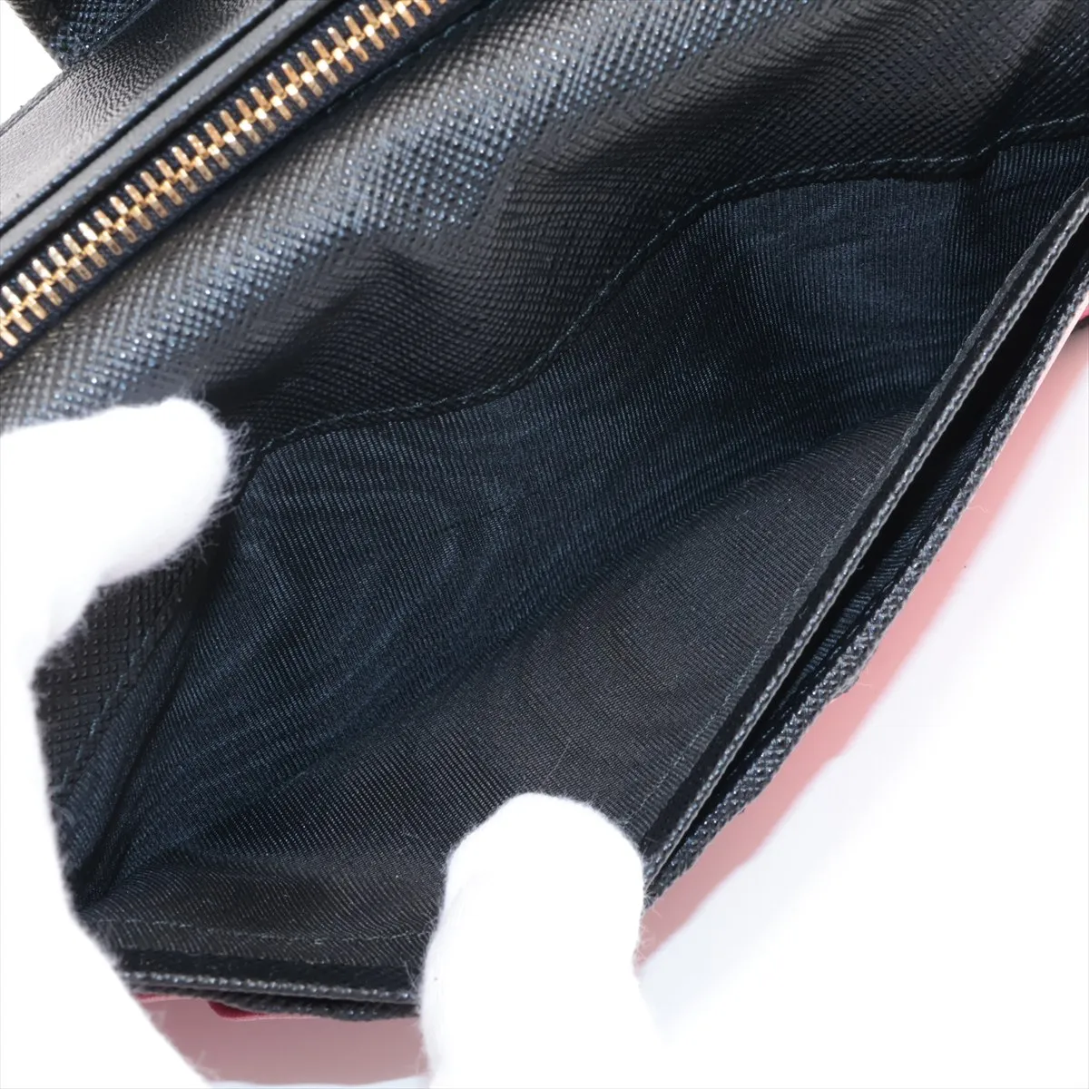 Saffiano Metal 1MV025 Leather Long Wallet, Black — view 4