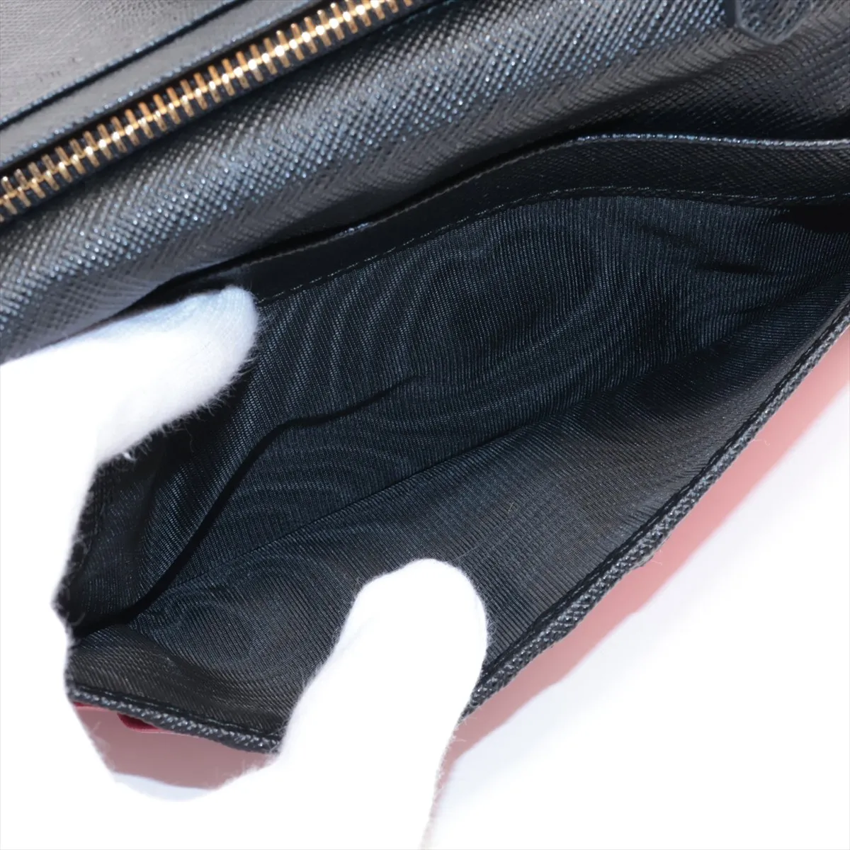 Saffiano Metal 1MV025 Leather Long Wallet, Black — view 5