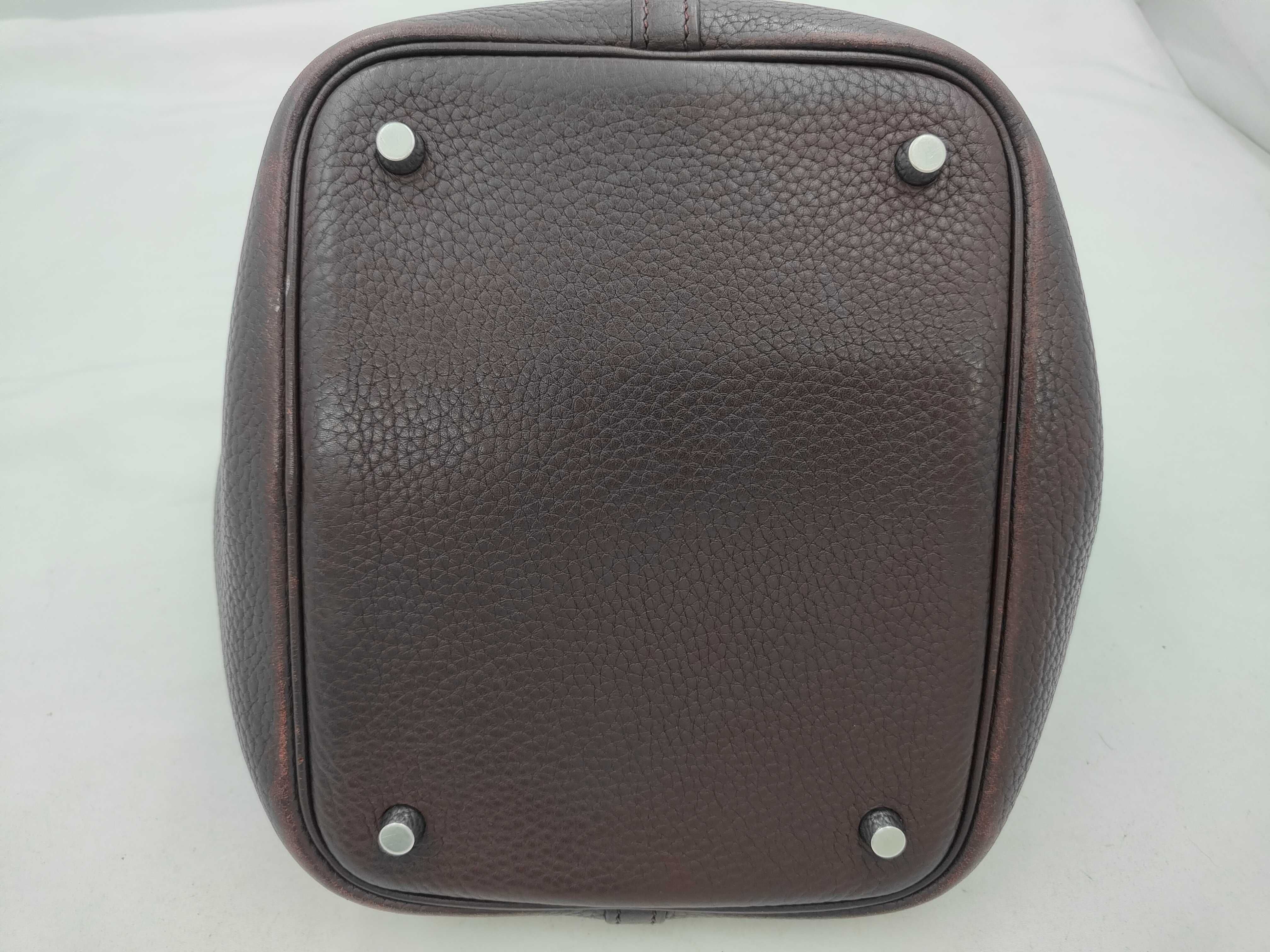 Picotin Lock MM Taurillon Clemence Bordeaux Silver Hardware M Stamp Handbag — view 7