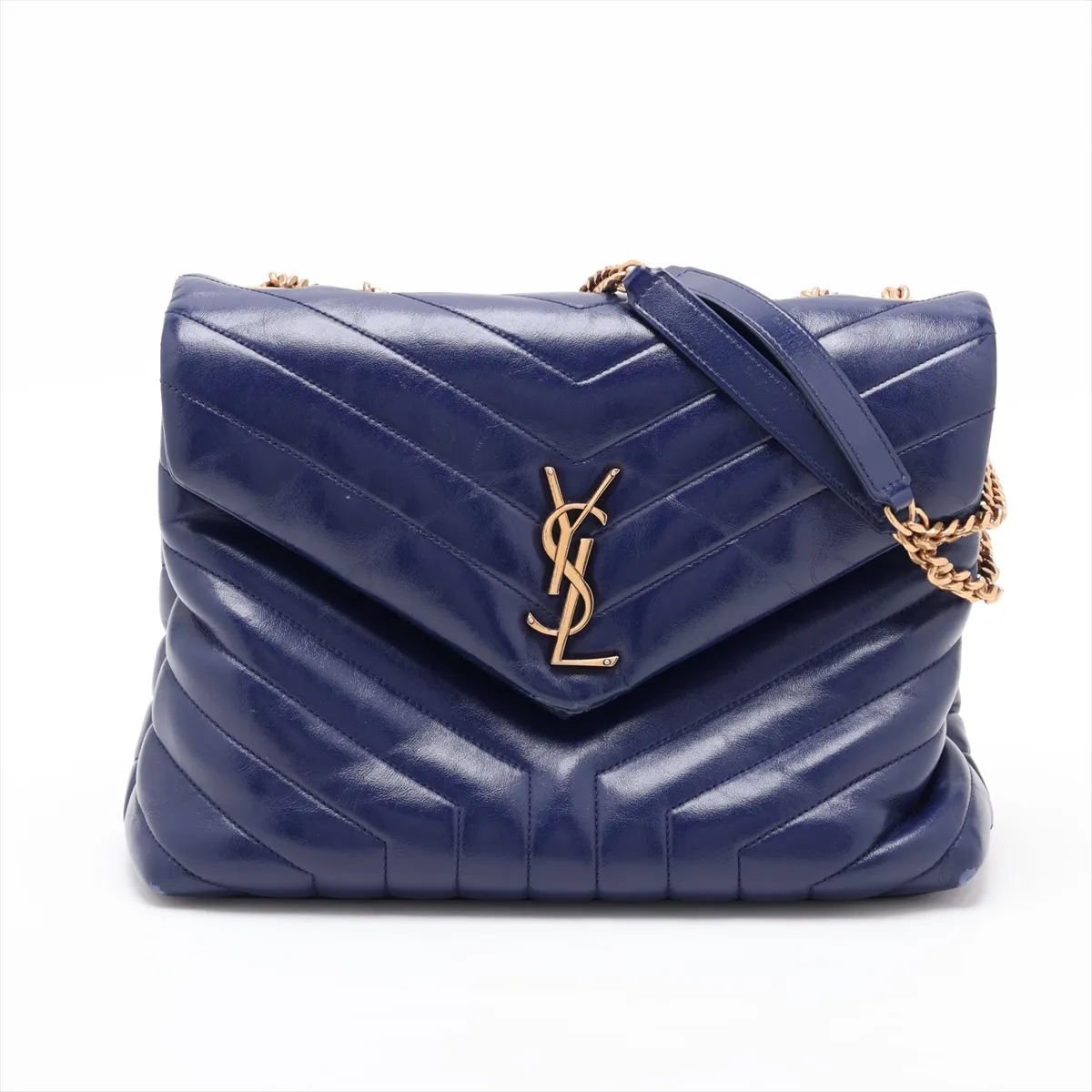Loulou Medium Leather Chain Shoulder Bag, Purple, 487216