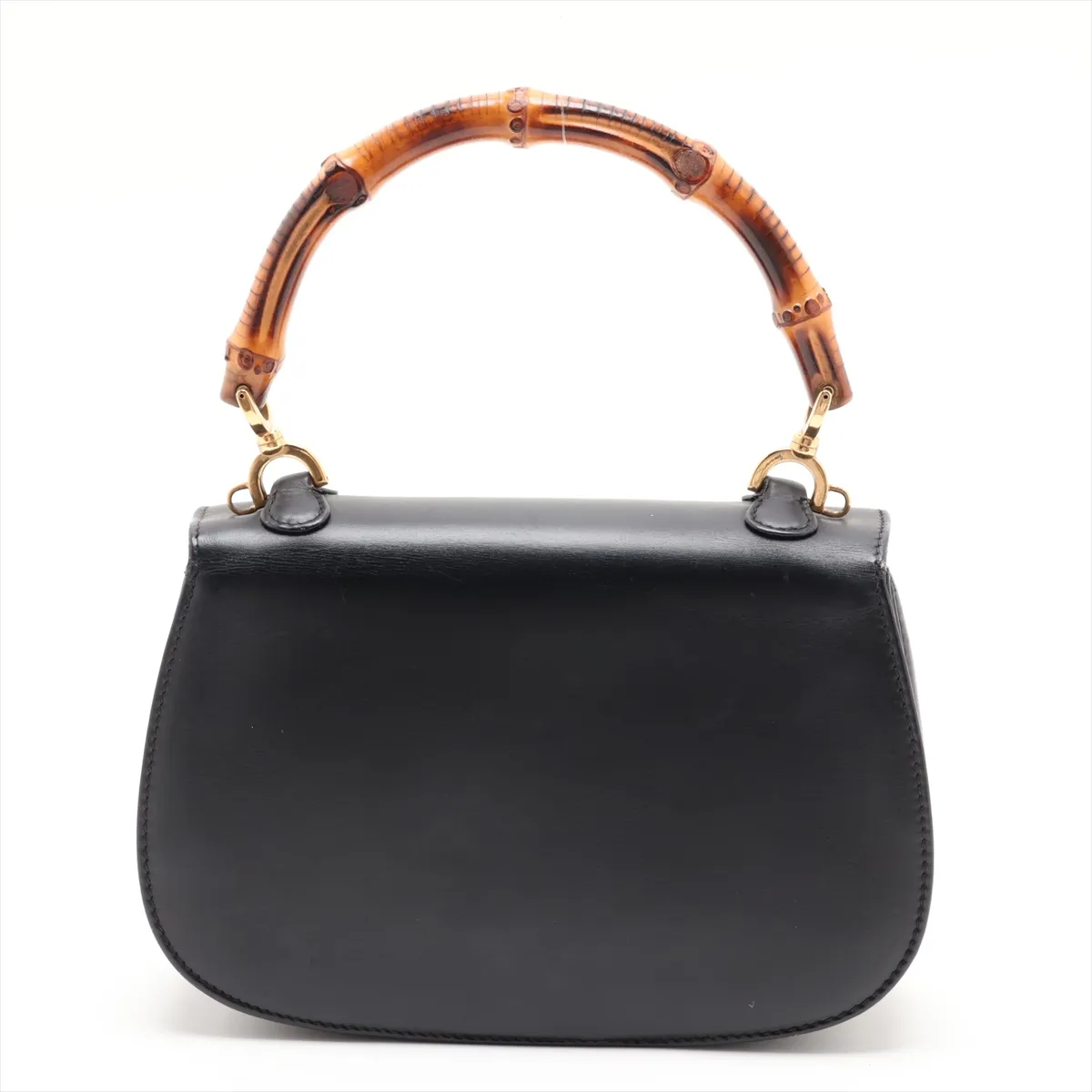Bamboo Leather Handbag, Black — view 2