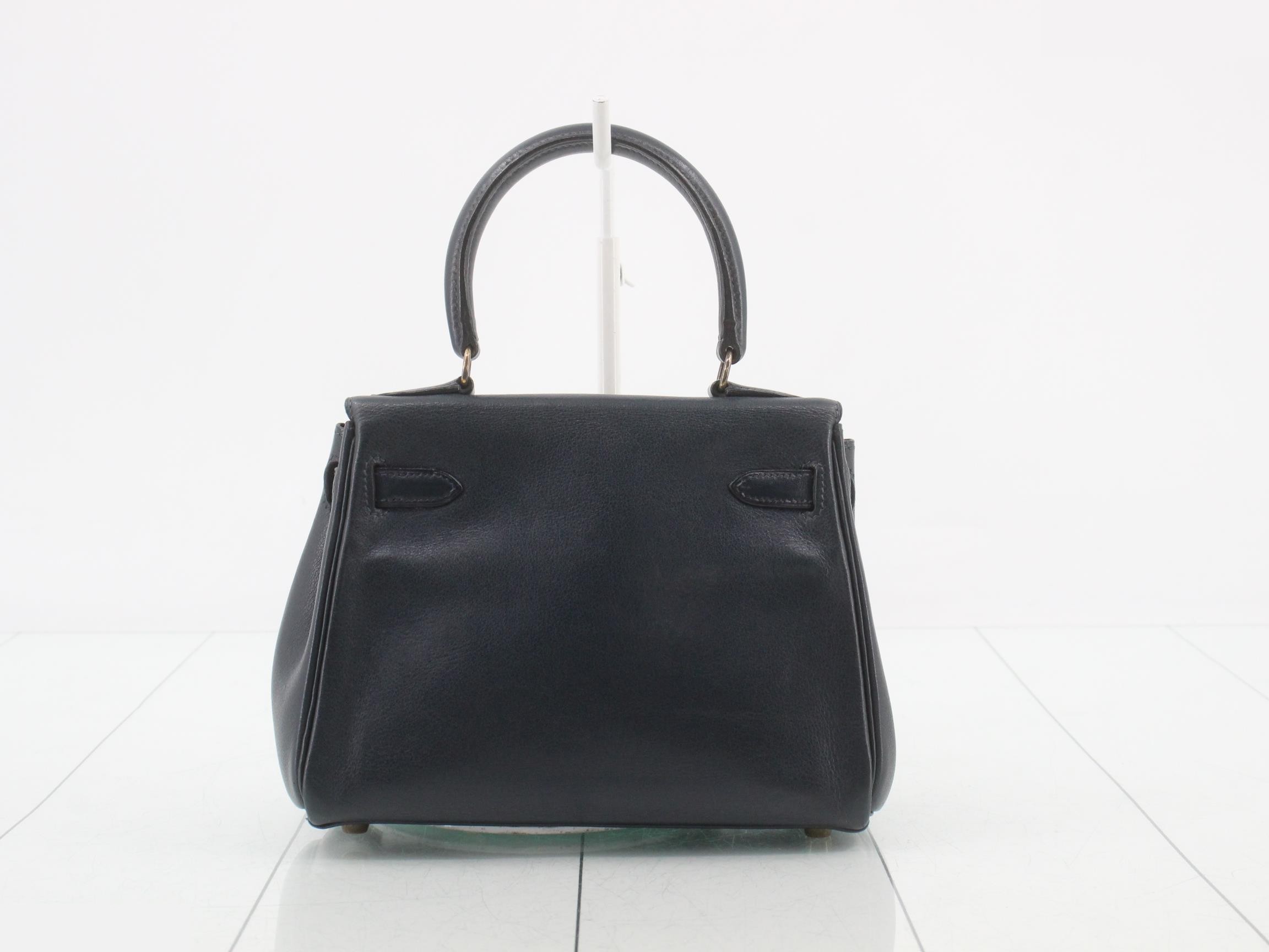 Kelly (bag) handbag, approximately 20cm wide, navy. — view 3