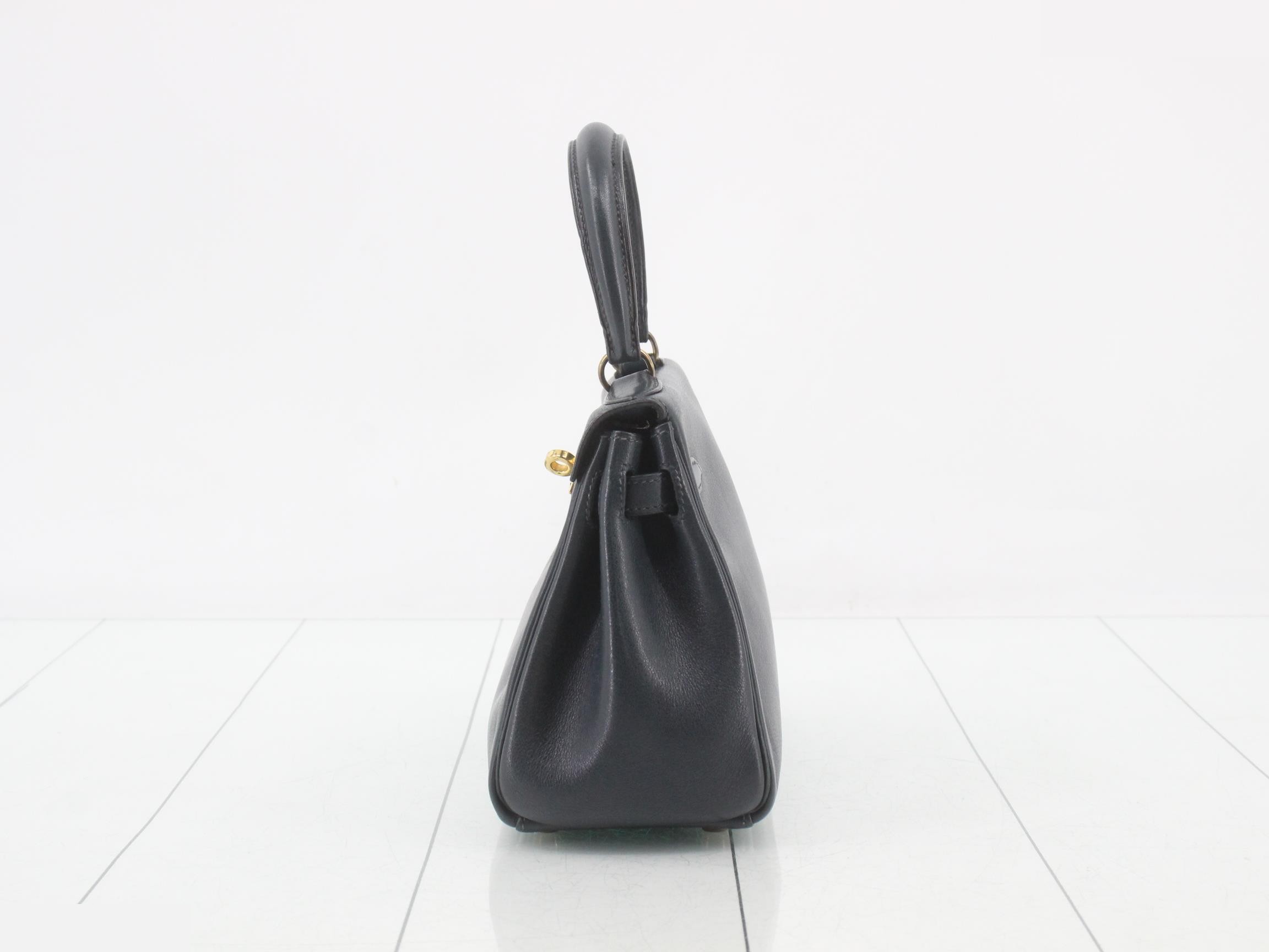 Kelly (bag) handbag, approximately 20cm wide, navy. — view 4
