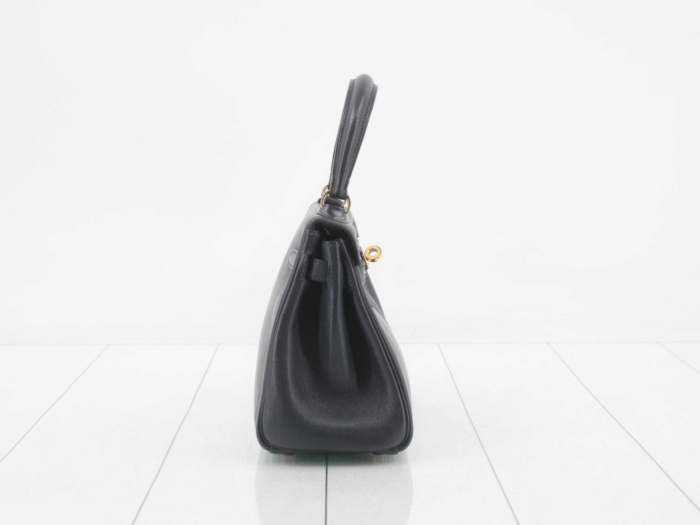 Kelly (bag) handbag, approximately 20cm wide, navy. — view 5