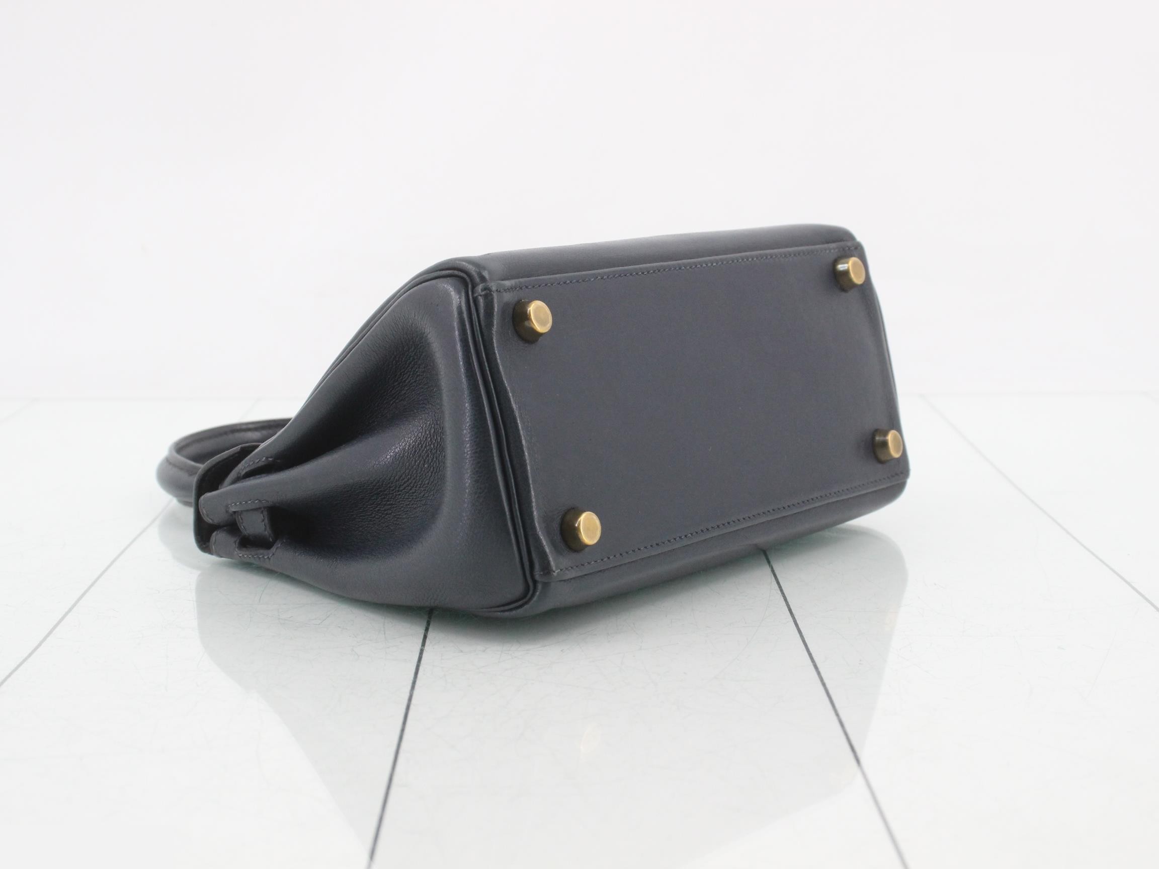 Kelly (bag) handbag, approximately 20cm wide, navy. — view 6