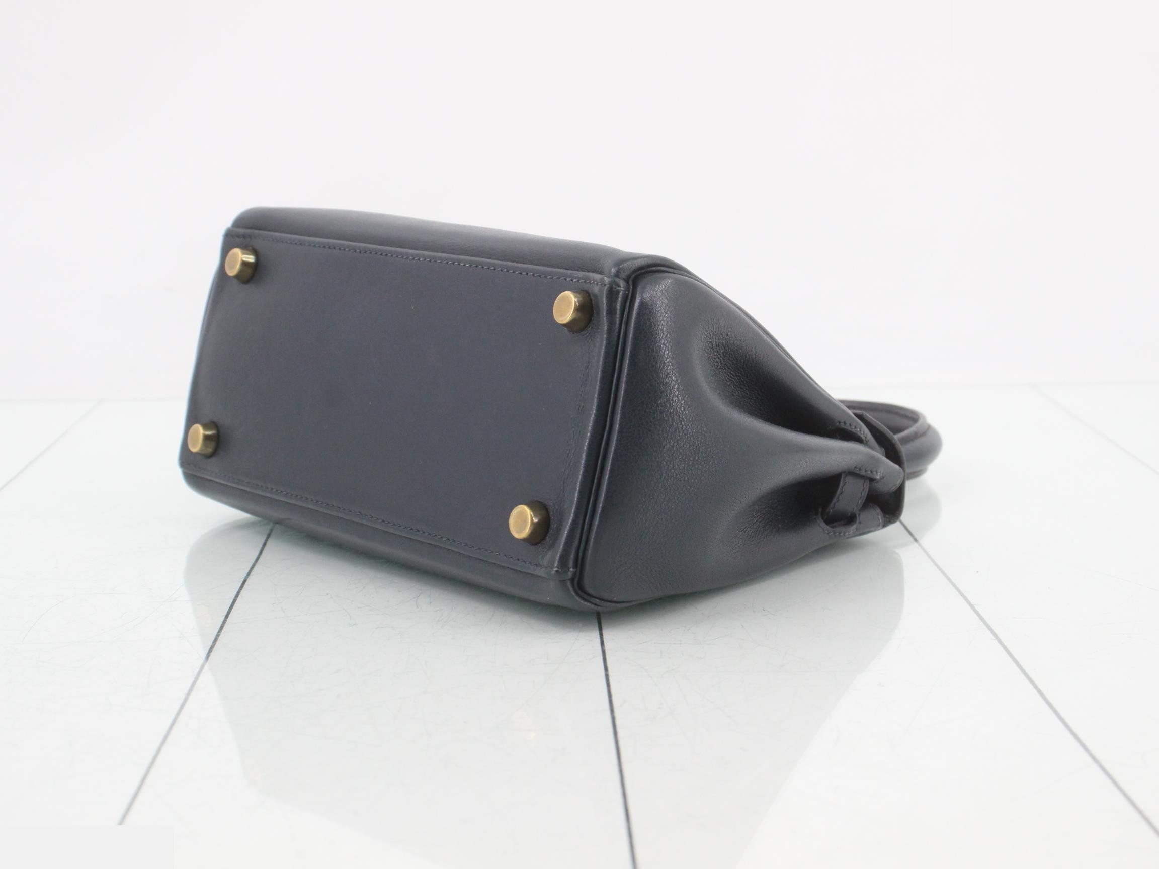 Kelly (bag) handbag, approximately 20cm wide, navy. — view 7