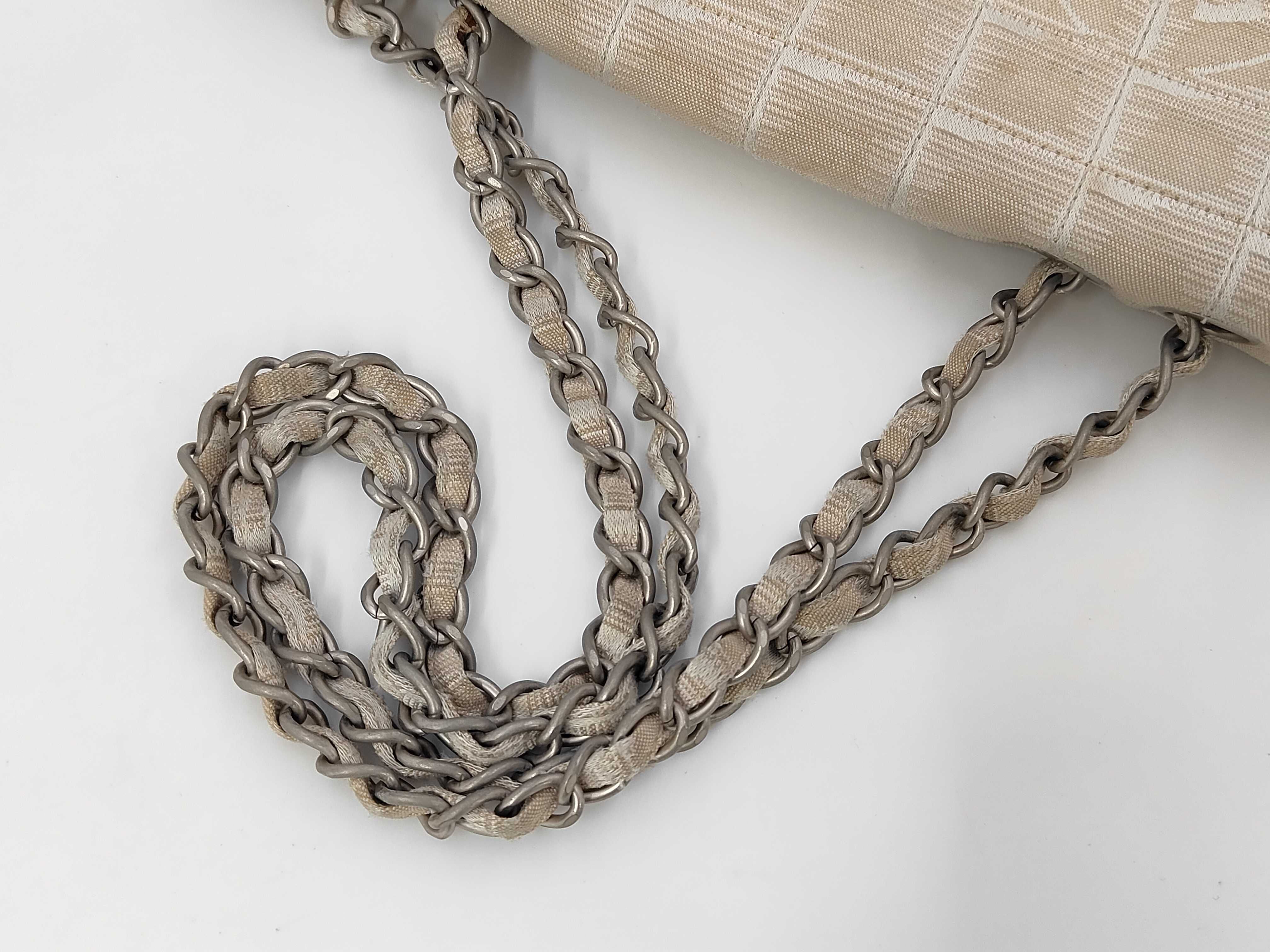 New Travel Line Nylon Single Flap Double Chain Bag, Beige, Silver Hardware, 7716922 (Serial Number 7-series), Shoulder Bag — view 5