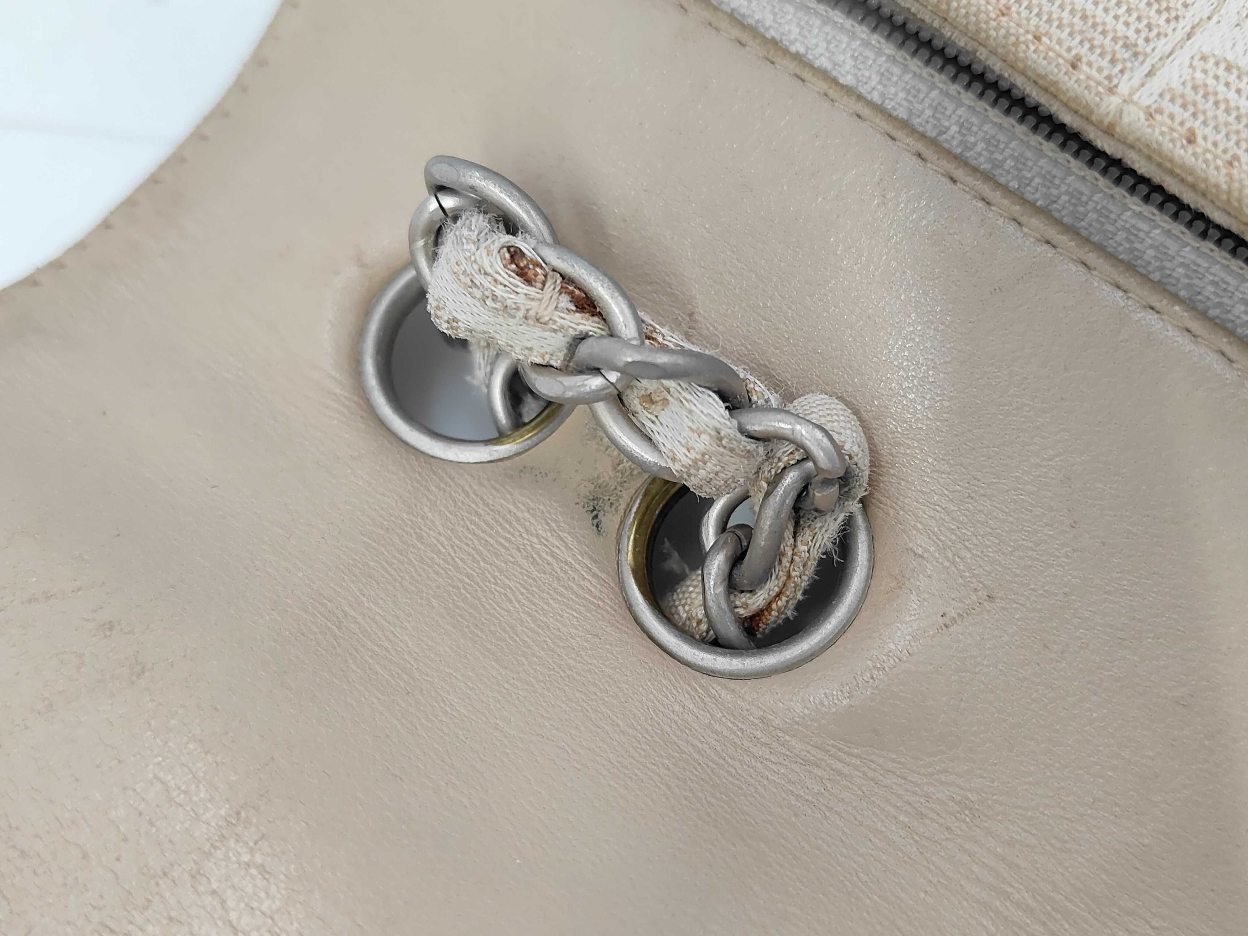 New Travel Line Nylon Single Flap Double Chain Bag, Beige, Silver Hardware, 7716922 (Serial Number 7-series), Shoulder Bag — view 7