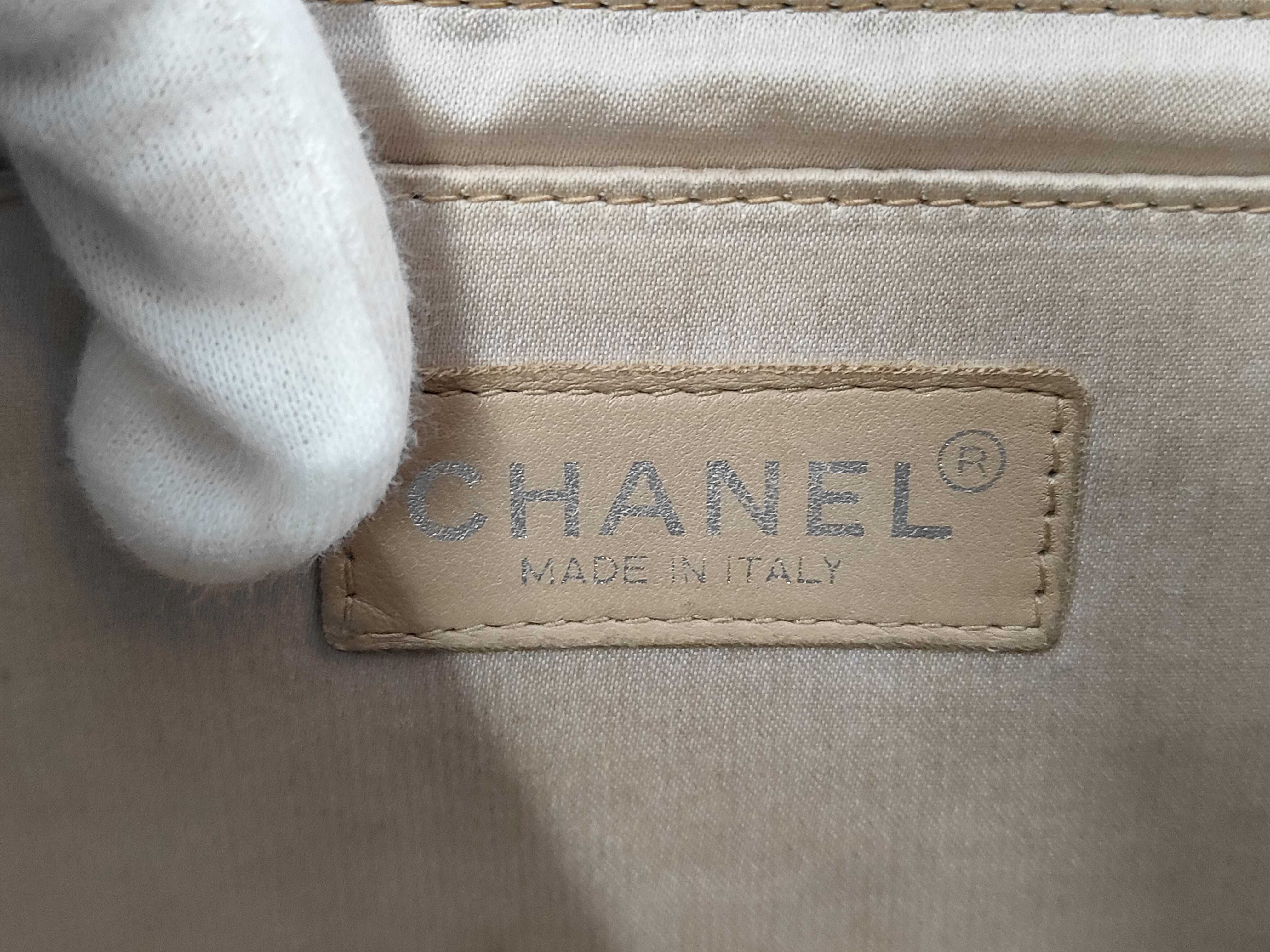 New Travel Line Nylon Single Flap Double Chain Bag, Beige, Silver Hardware, 7716922 (Serial Number 7-series), Shoulder Bag — view 9