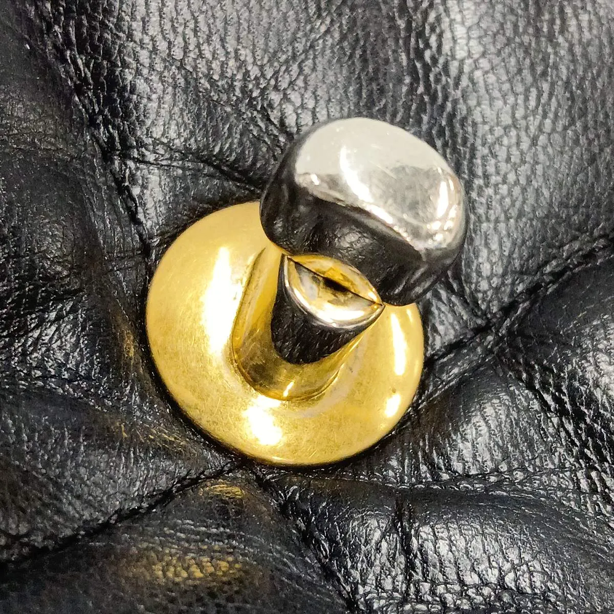 19 Lambskin Chain Shoulder Bag Black Gold x Silver Hardware AS1160 — view 11