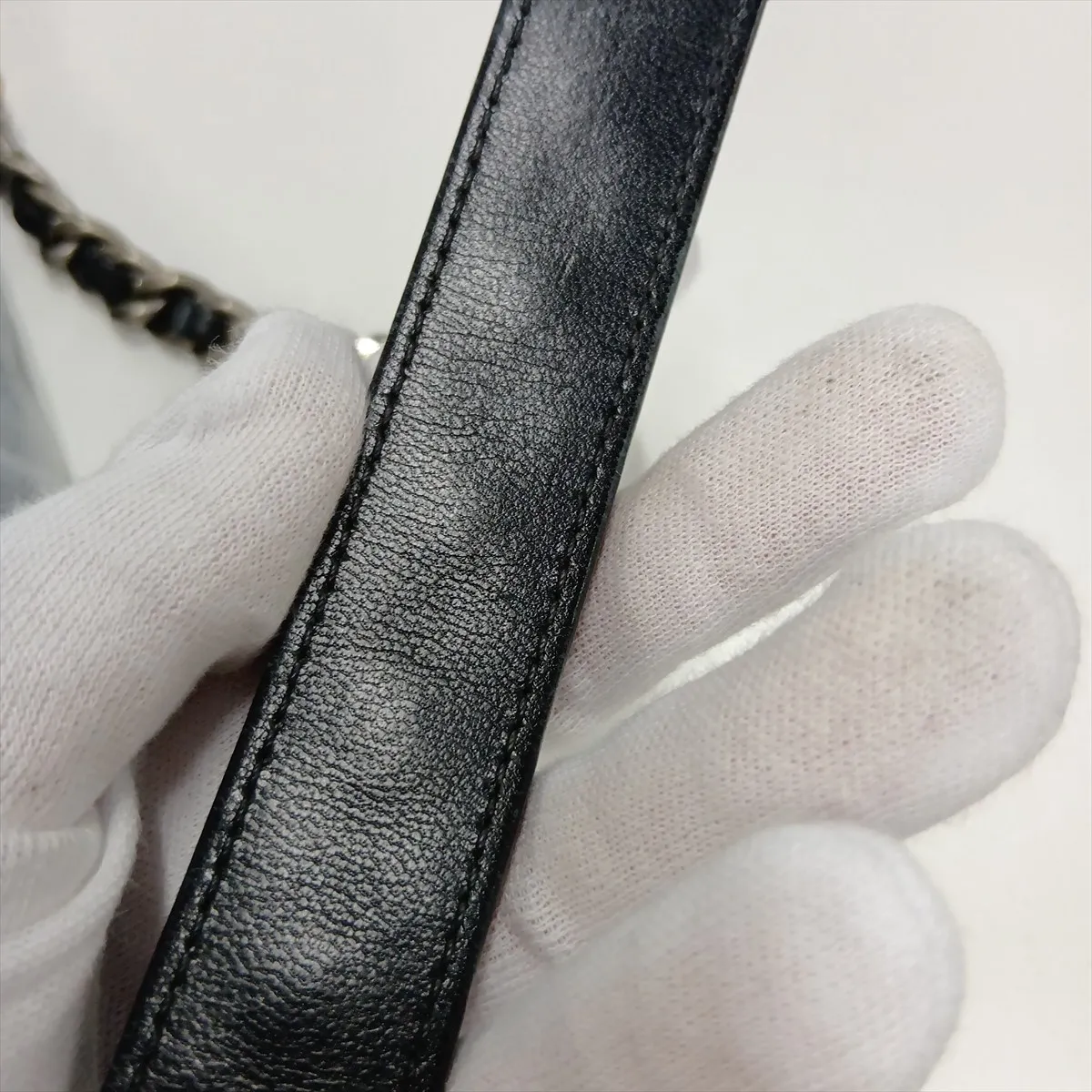 19 Lambskin Chain Shoulder Bag Black Gold x Silver Hardware AS1160 — view 15