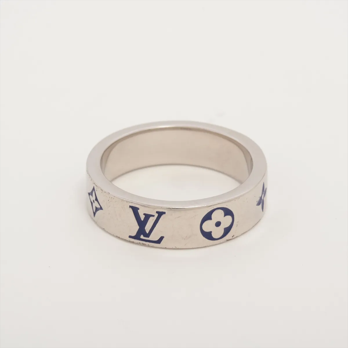 M1299M Ring LV Mosaic Thin AK3274 Ring M Metal Silver x Blue — view 2