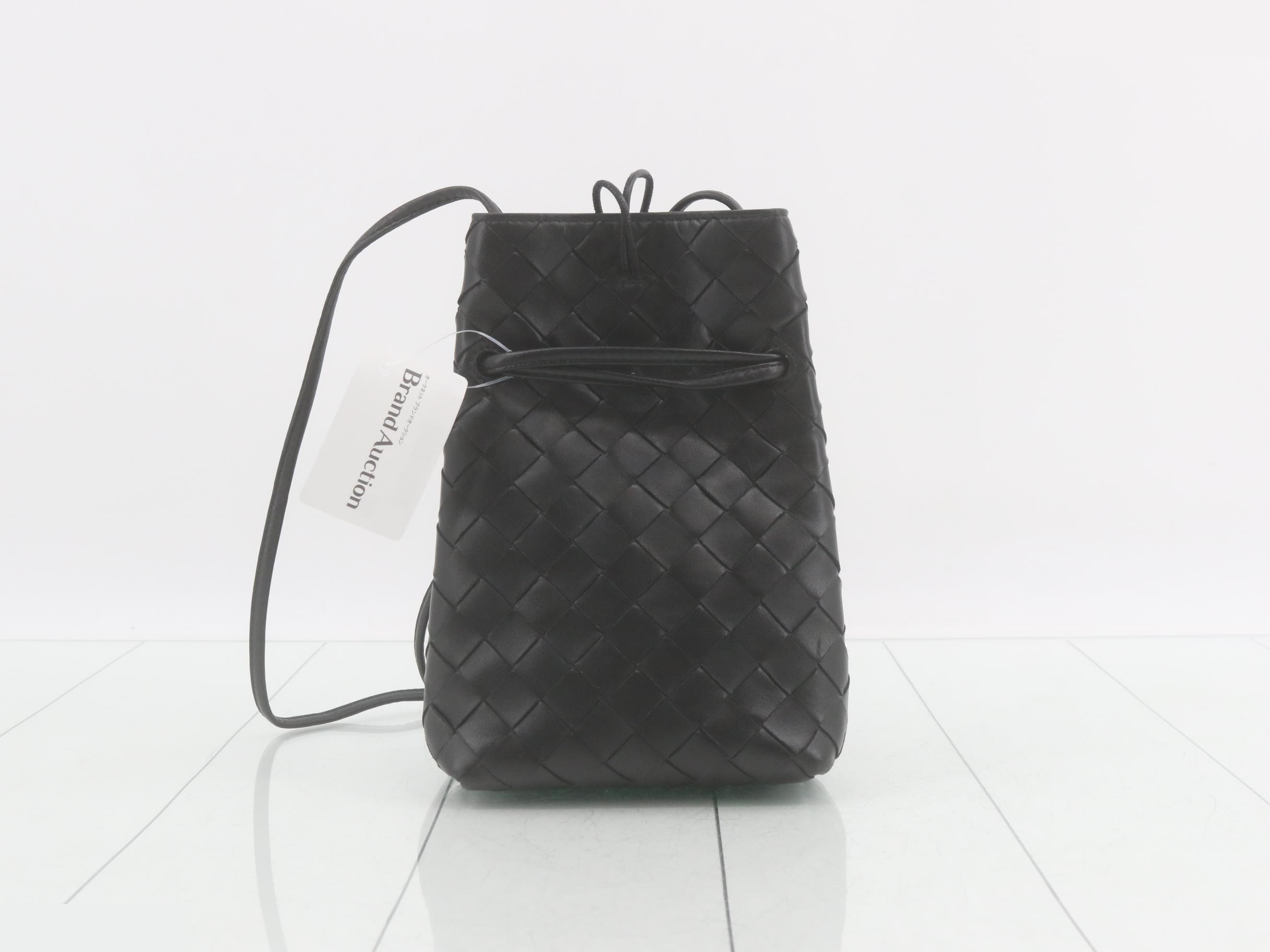 Intrecciato Leather Shoulder Bag, Black — view 2