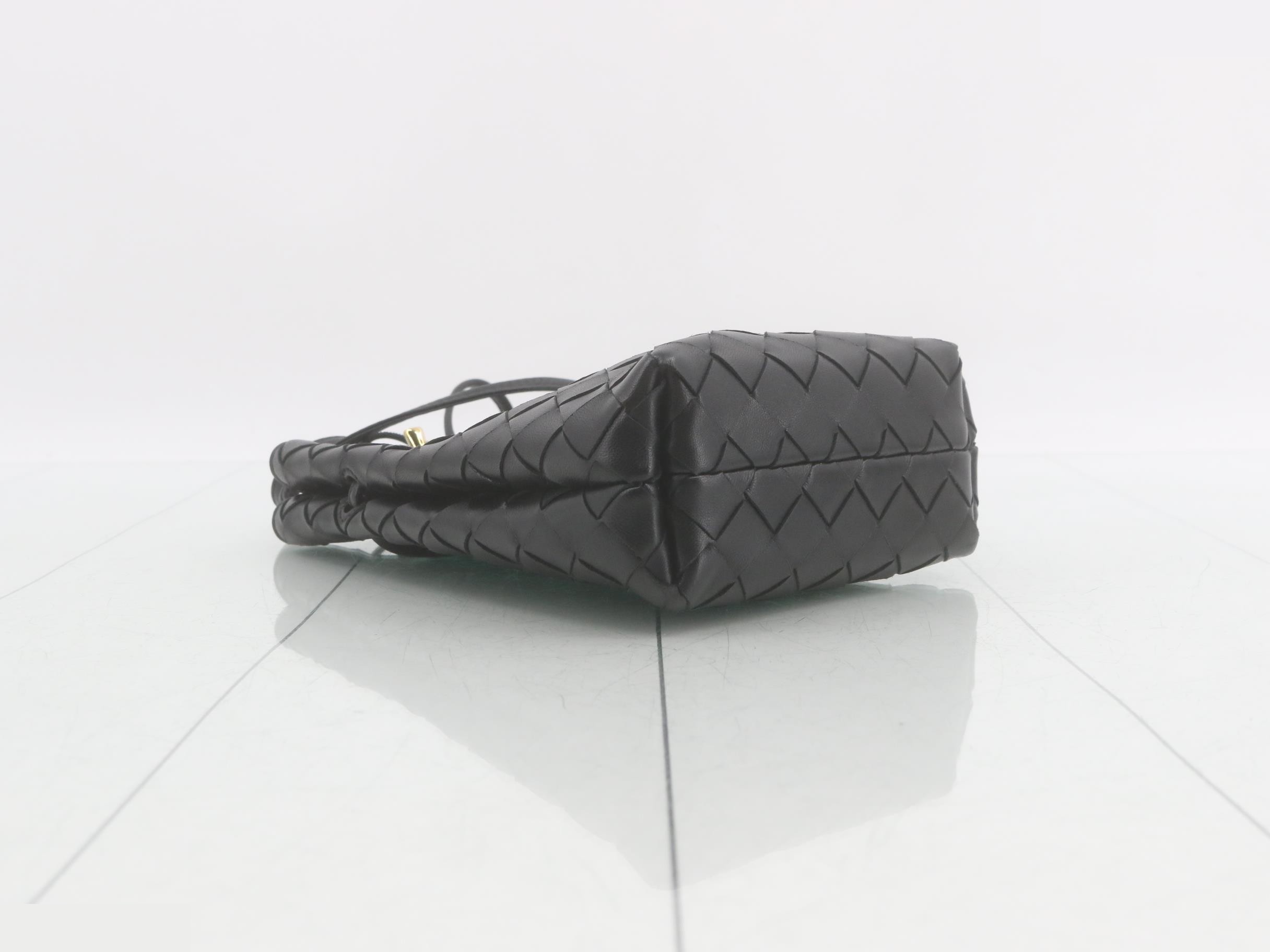 Intrecciato Leather Shoulder Bag, Black — view 5