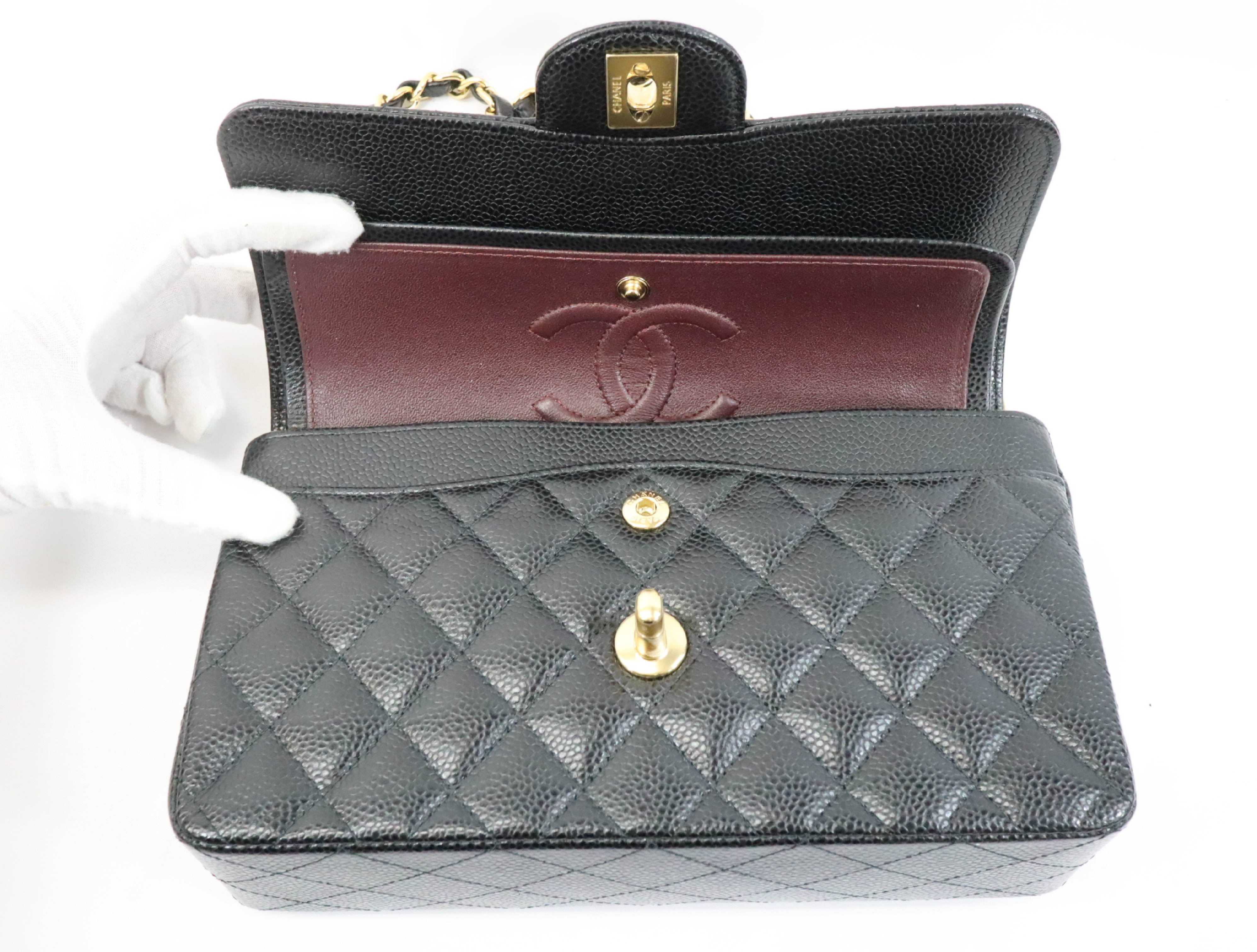Matelassé 23 Caviar Skin Double Flap Black Random Plate Gold Hardware A01113? Shoulder Bag — view 12